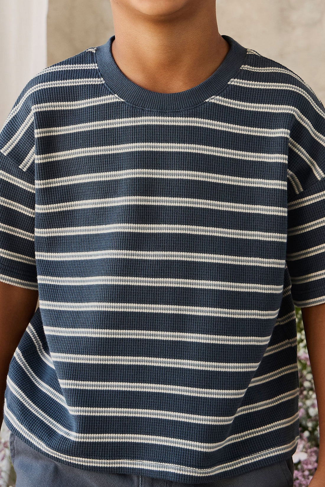 Organic Cotton Waffle Leith Tee - Dreamer Stripe Captain Childrens Top from Jamie Kay Australia