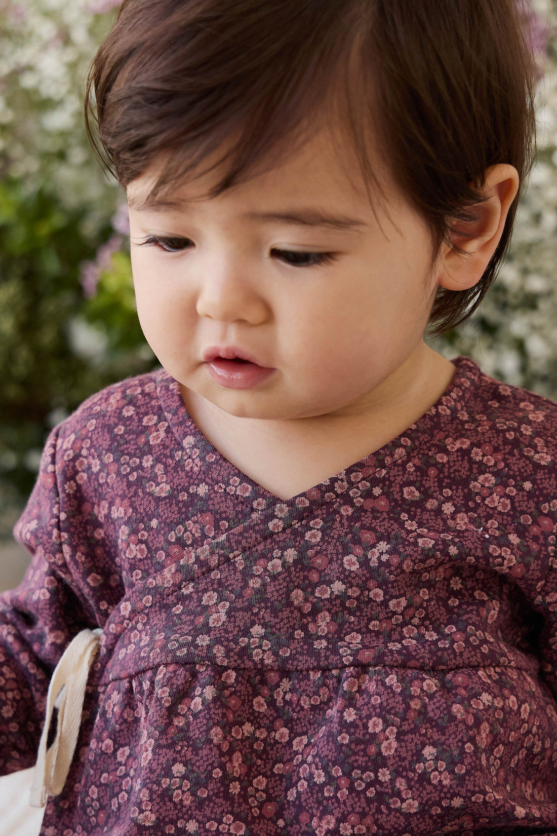 Organic Cotton Clemence Wrap Top - Fig Floral Childrens Top from Jamie Kay Australia