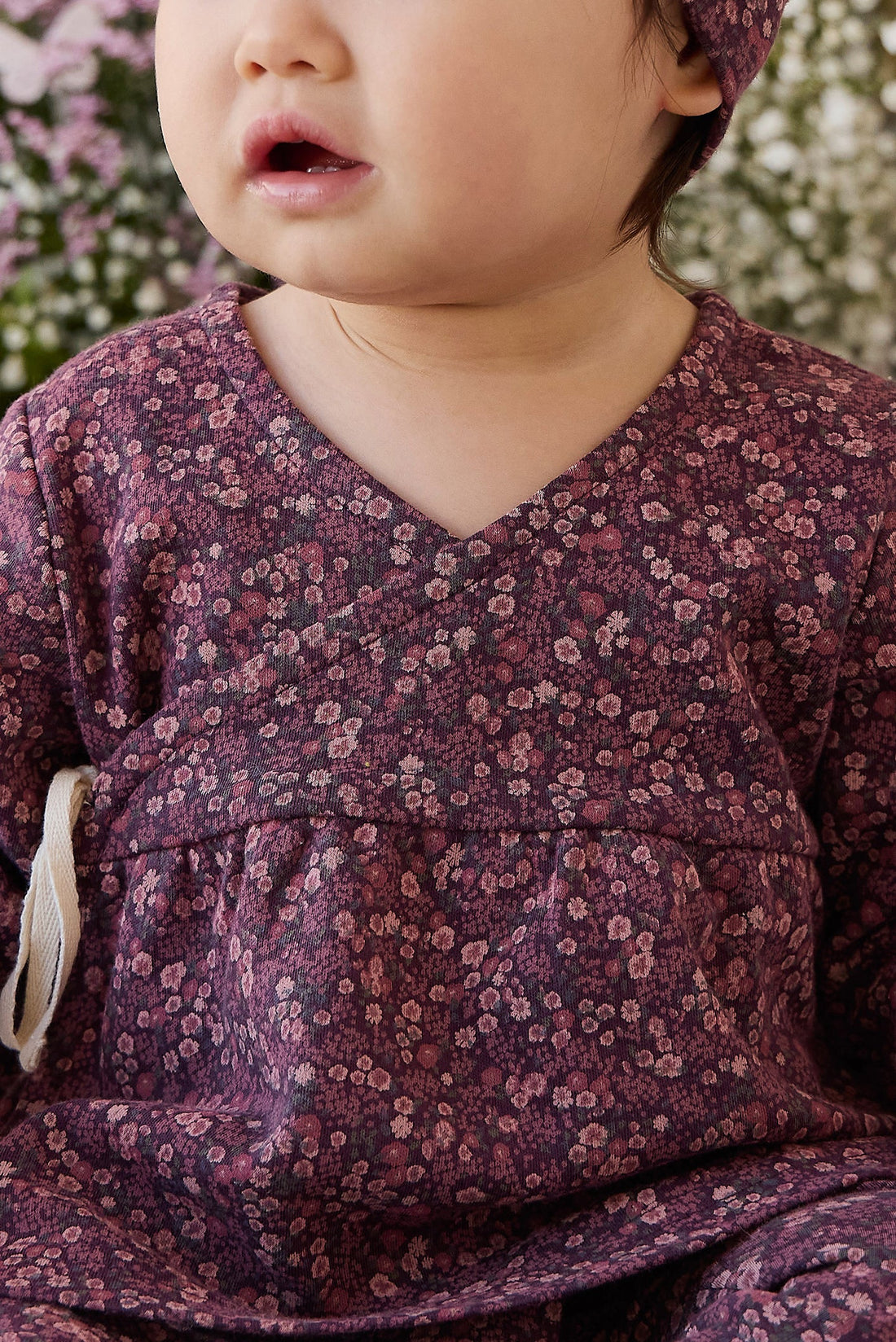 Organic Cotton Clemence Wrap Top - Fig Floral Childrens Top from Jamie Kay Australia