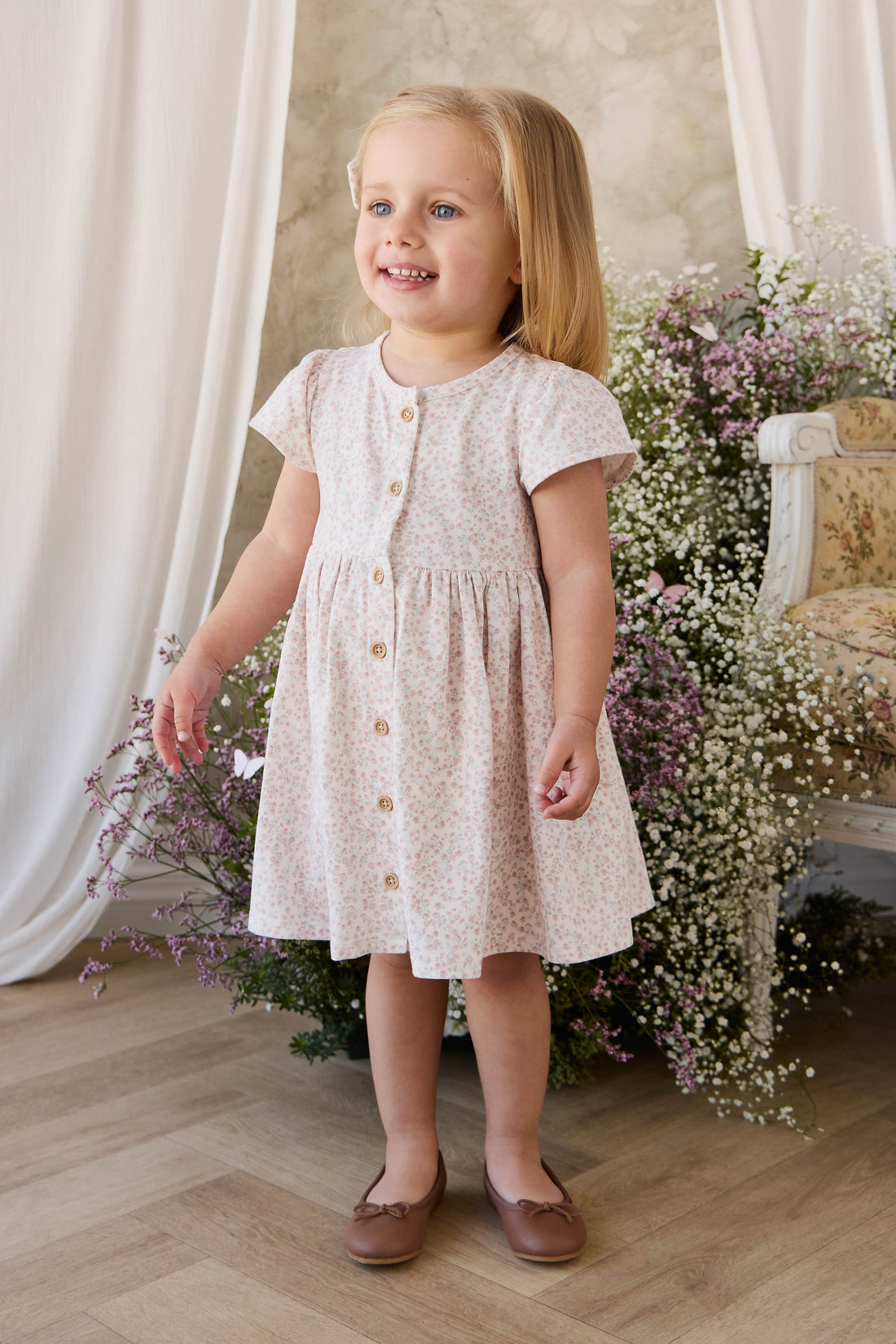 Organic Cotton Dahlia Dress - Posy Milk Childrens Dress from Jamie Kay Australia