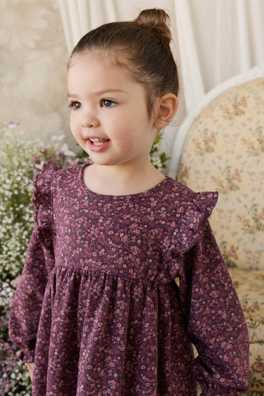 Organic Cotton Frankie Dress - Fig Floral Childrens Dress from Jamie Kay Australia