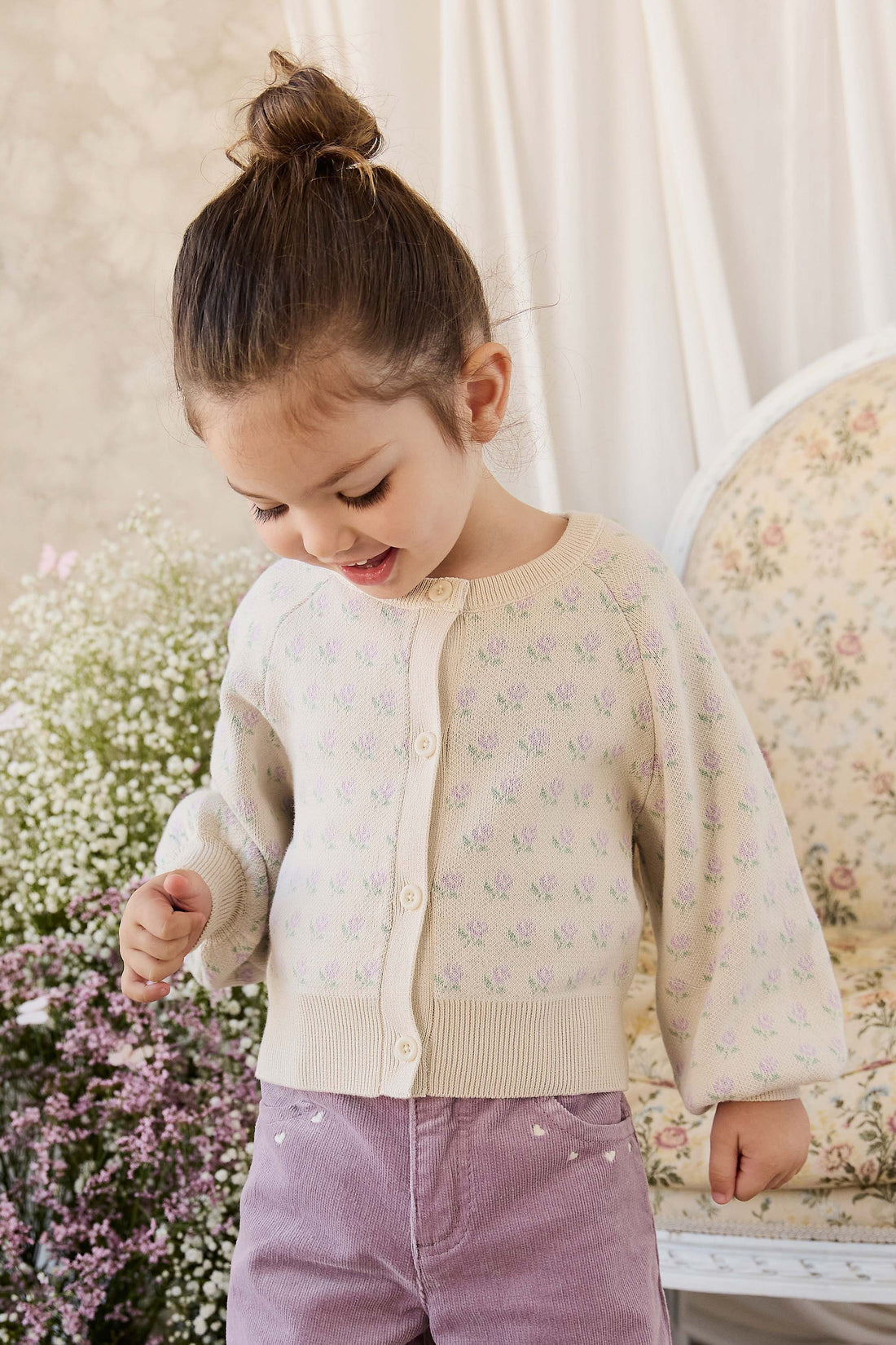 Evie Knitted Cardigan - Vanilla Evie Childrens Cardigan from Jamie Kay Australia