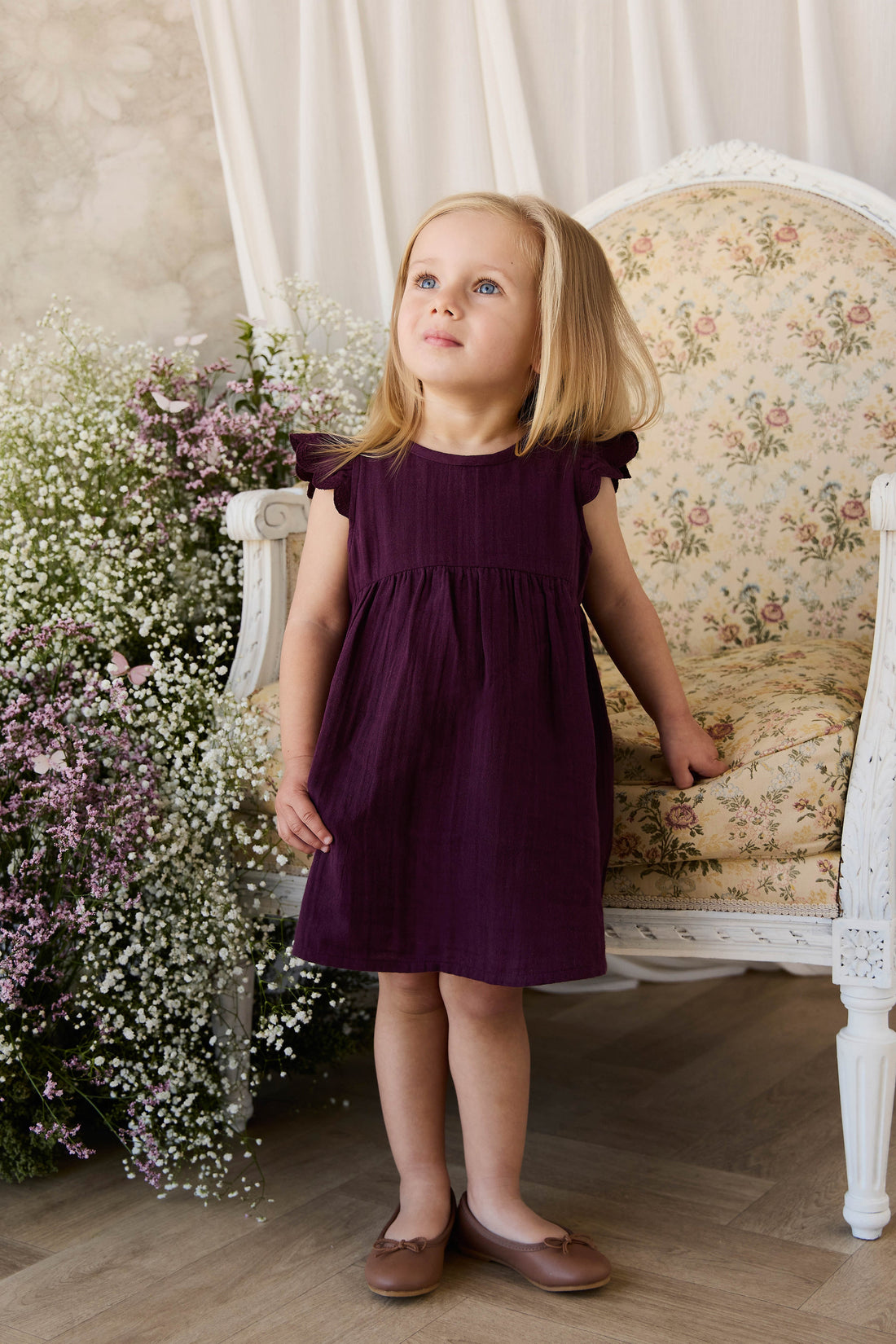 Organic Cotton Muslin Lace Dress - Fig Childrens Dress from Jamie Kay Australia