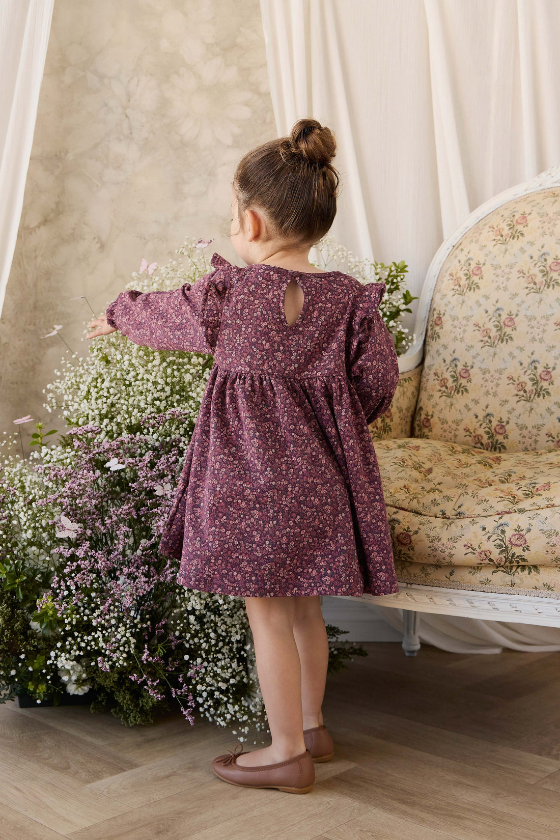 Organic Cotton Frankie Dress - Fig Floral Childrens Dress from Jamie Kay Australia