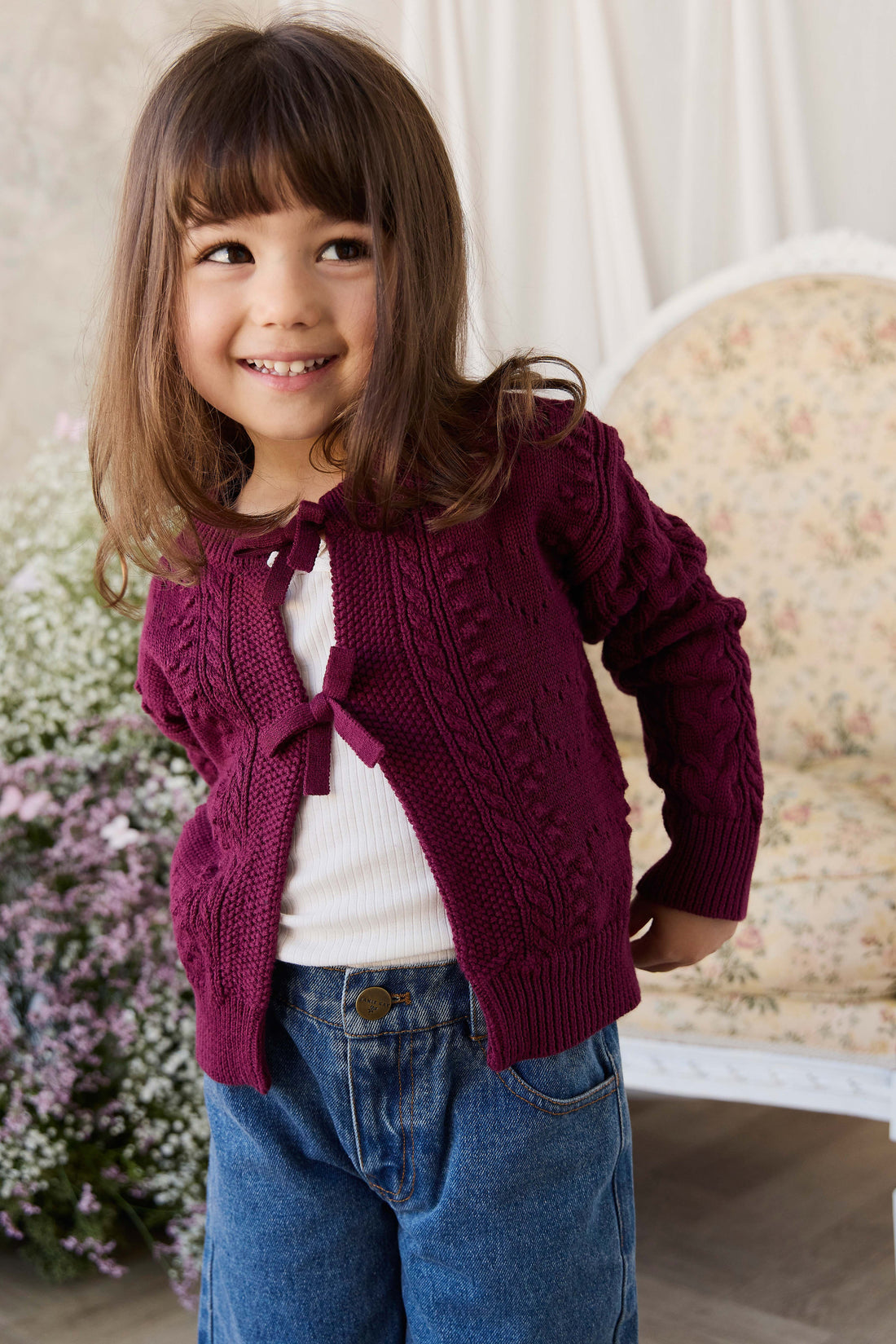 Josephine Knitted Cardigan - Mulberry Wood Childrens Cardigan from Jamie Kay Australia