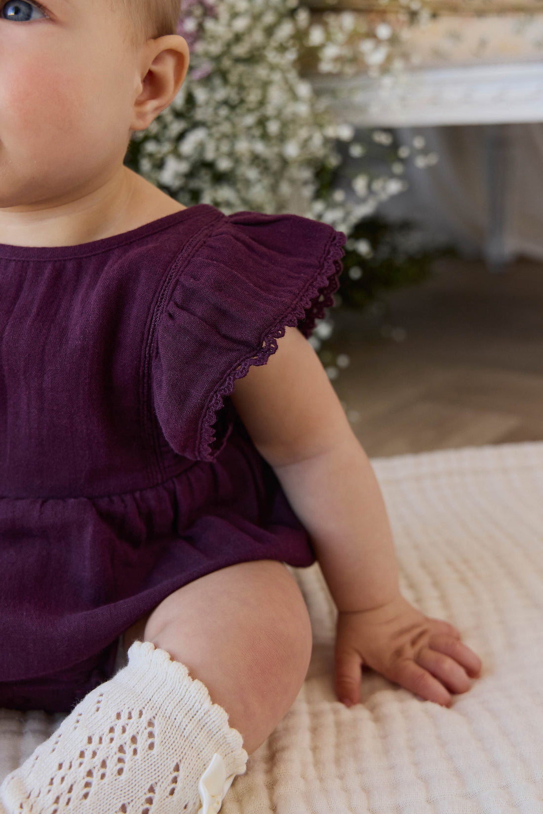 Organic Cotton Muslin Beatrice Playsuit - Fig Childrens Playsuit from Jamie Kay Australia