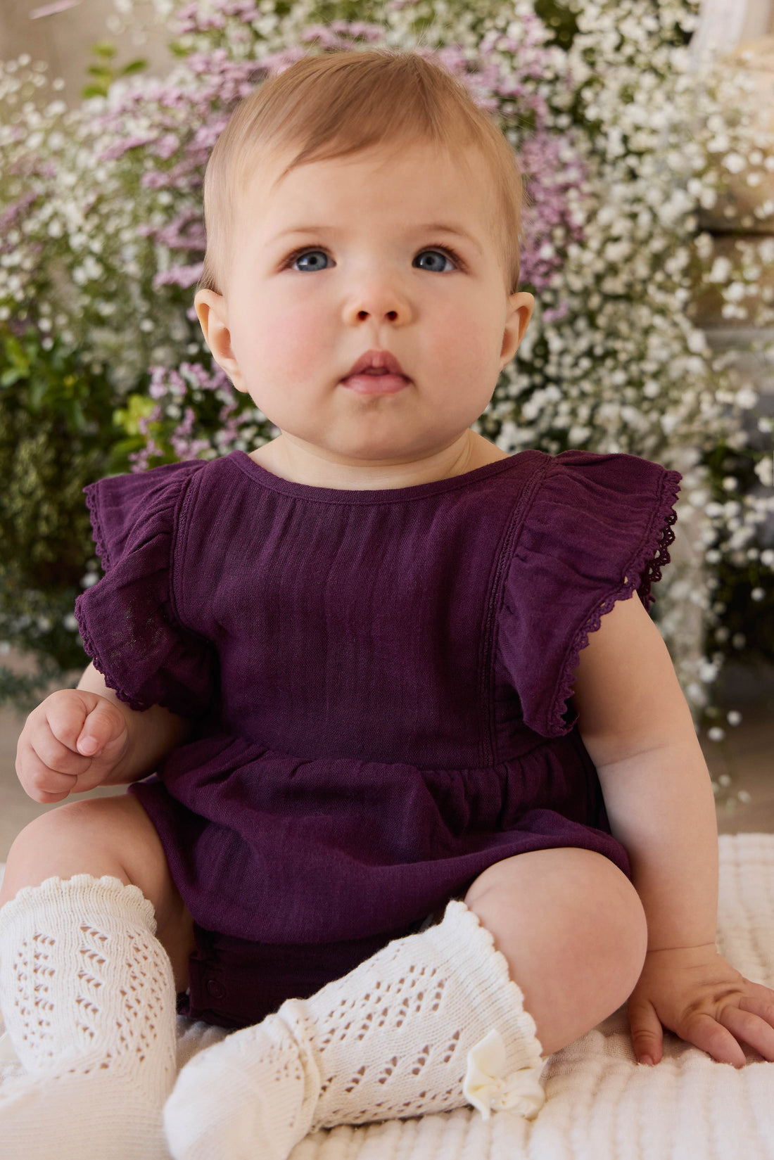 Organic Cotton Muslin Beatrice Playsuit - Fig Childrens Playsuit from Jamie Kay Australia