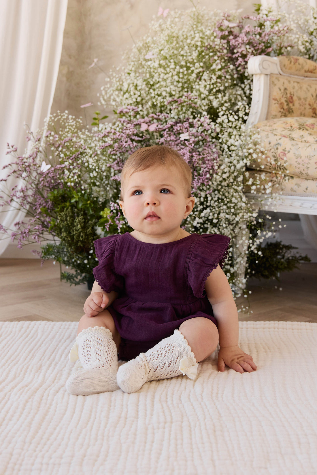 Organic Cotton Muslin Beatrice Playsuit - Fig Childrens Playsuit from Jamie Kay Australia