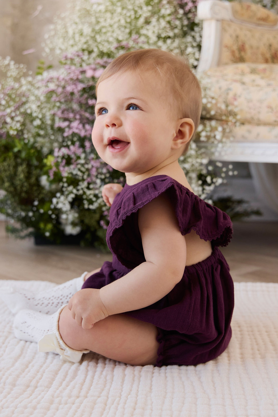 Organic Cotton Muslin Beatrice Playsuit - Fig Childrens Playsuit from Jamie Kay Australia