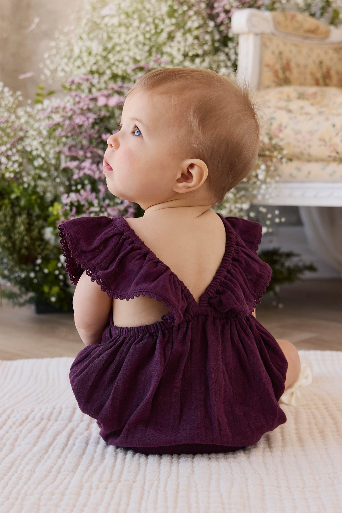 Organic Cotton Muslin Beatrice Playsuit - Fig Childrens Playsuit from Jamie Kay Australia