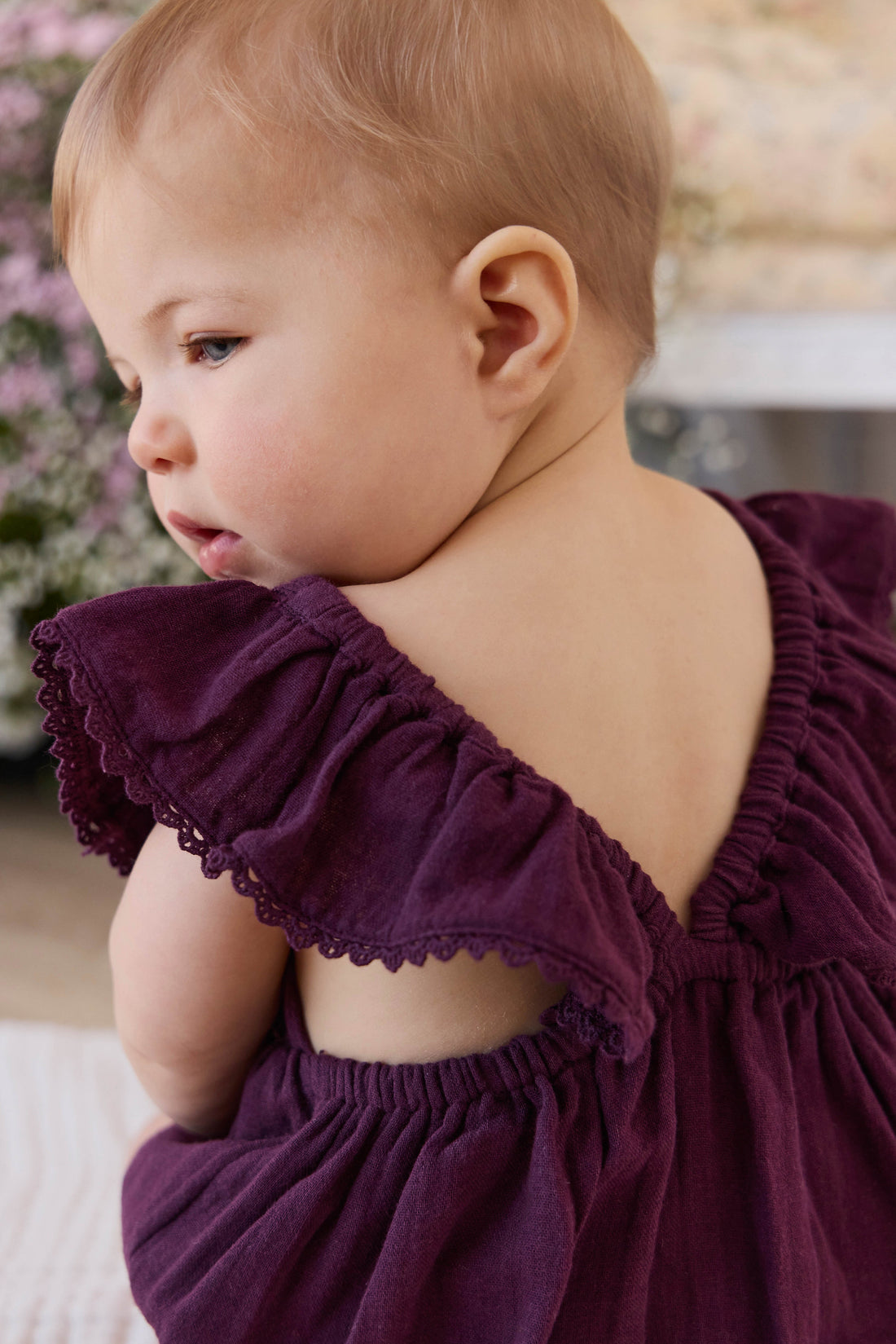 Organic Cotton Muslin Beatrice Playsuit - Fig Childrens Playsuit from Jamie Kay Australia