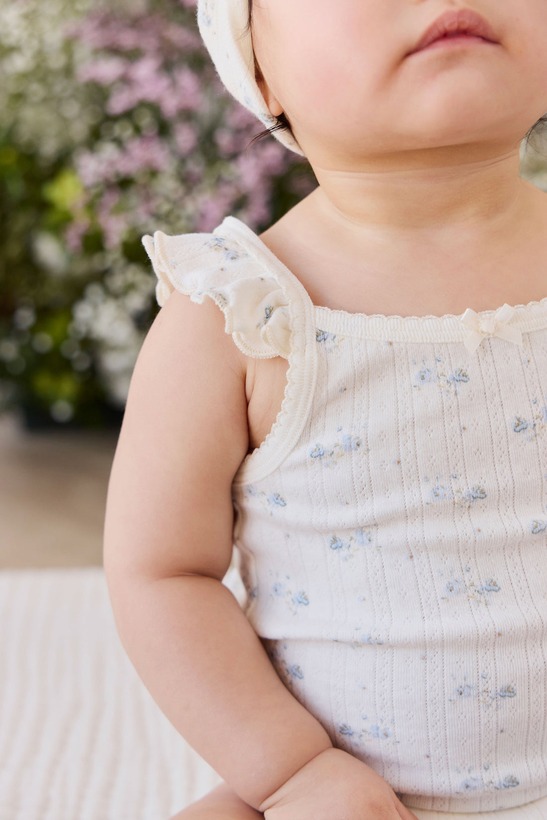 Organic Cotton Pointelle Eliane Bodysuit - Molly Blue Childrens Bodysuit from Jamie Kay Australia