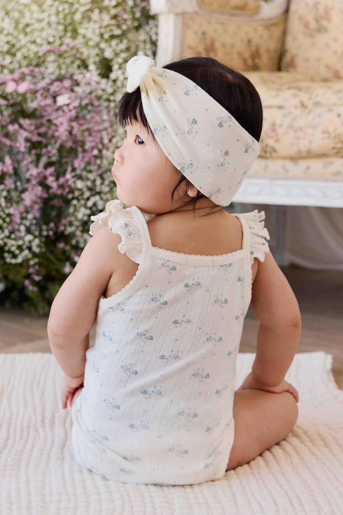 Organic Cotton Pointelle Eliane Bodysuit - Molly Blue Childrens Bodysuit from Jamie Kay Australia