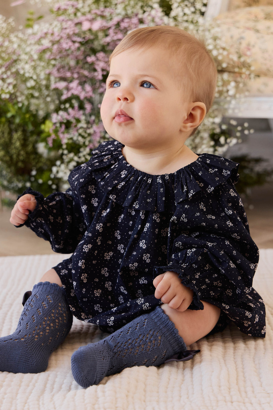 Organic Cotton Dominique Top - Maisie Navy Childrens Top from Jamie Kay Australia