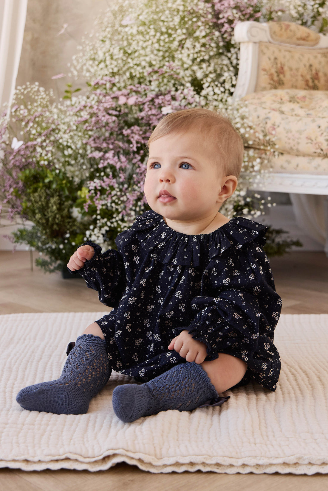Organic Cotton Dominique Top - Maisie Navy Childrens Top from Jamie Kay Australia
