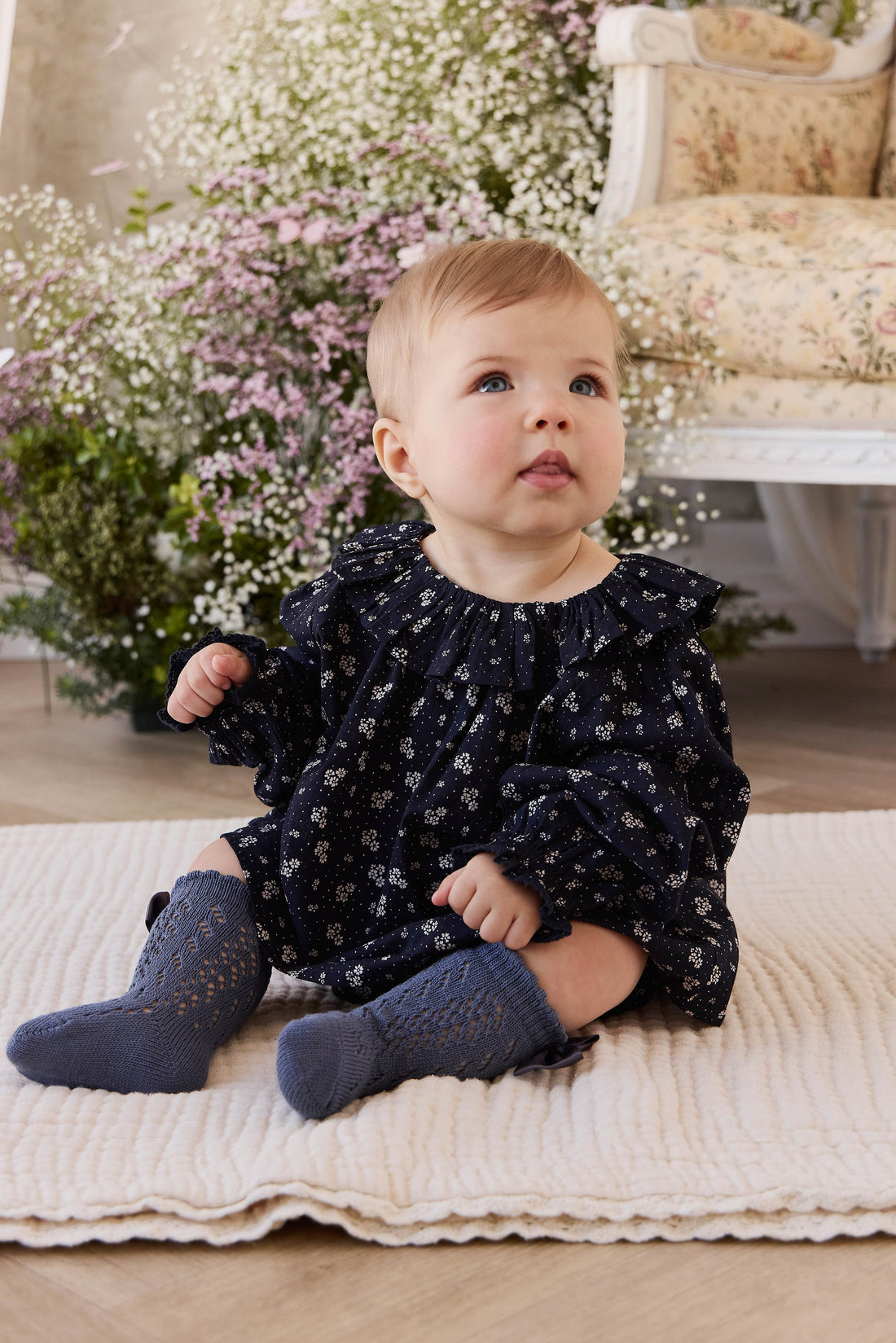 Organic Cotton Dominique Top - Maisie Navy Childrens Top from Jamie Kay Australia