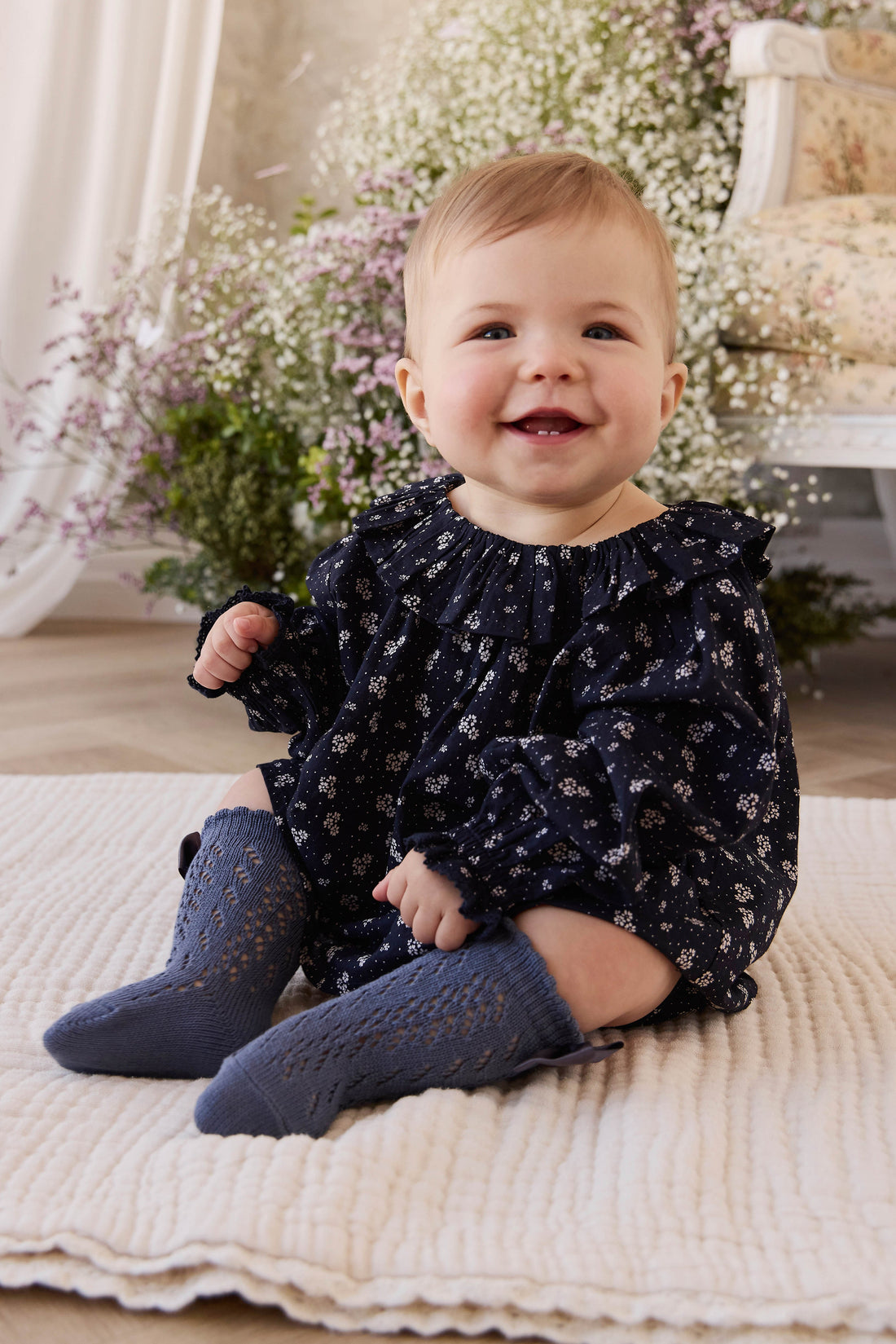 Organic Cotton Dominique Top - Maisie Navy Childrens Top from Jamie Kay Australia