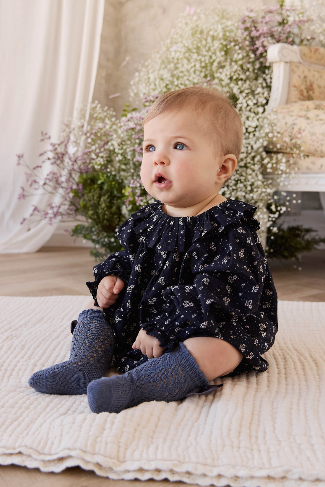 Organic Cotton Dominique Top - Maisie Navy Childrens Top from Jamie Kay Australia