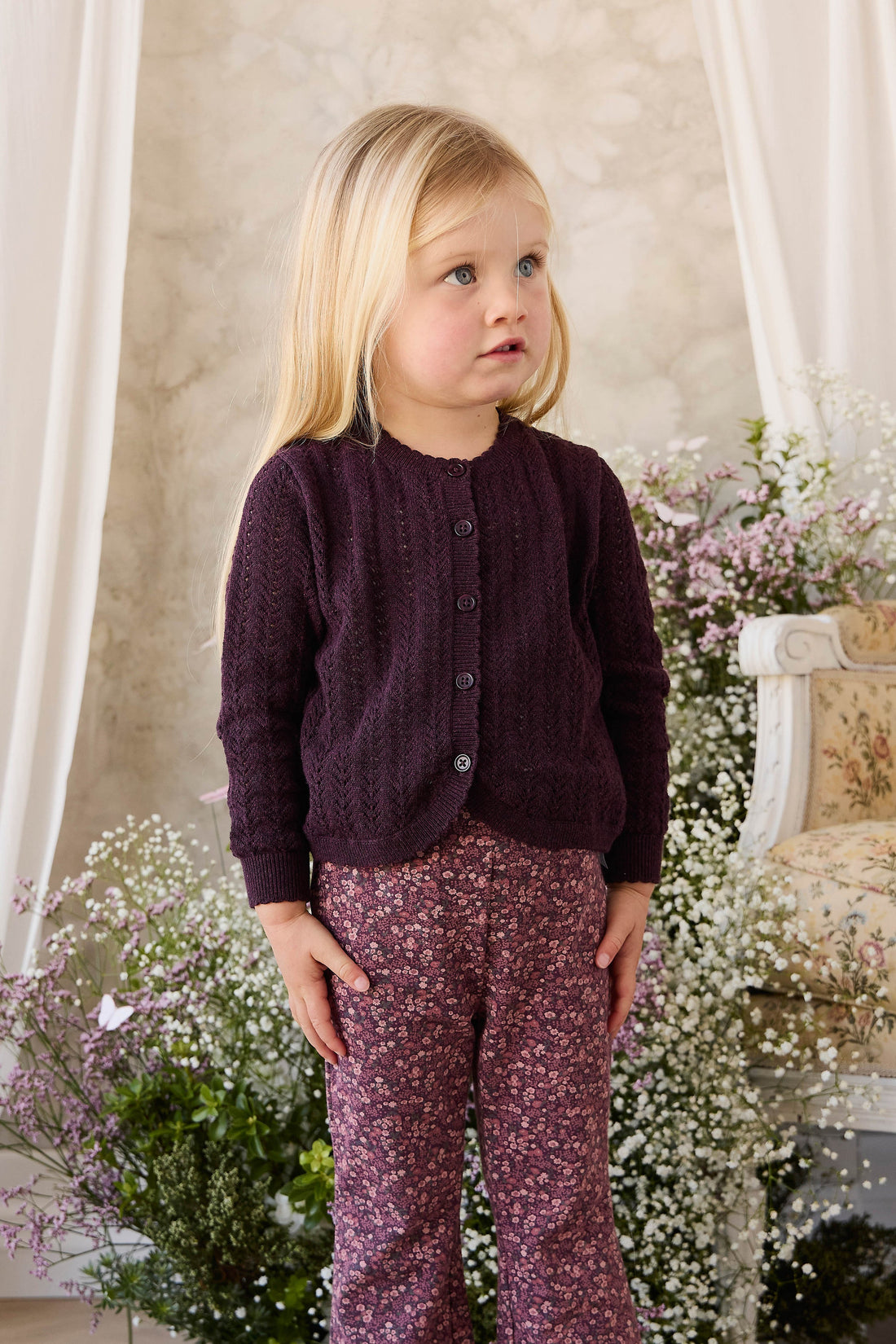 Organic Cotton Dominique Pant - Fig Floral Childrens Pant from Jamie Kay Australia