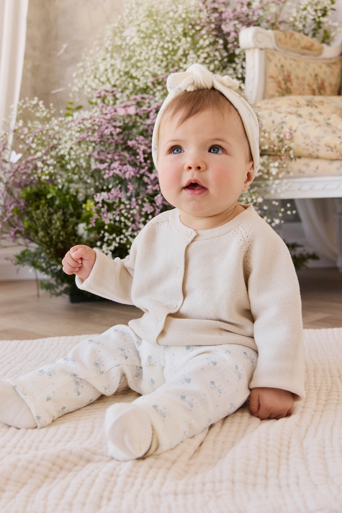 Delaney Knitted Cardigan - Vanilla Childrens Cardigan from Jamie Kay Australia