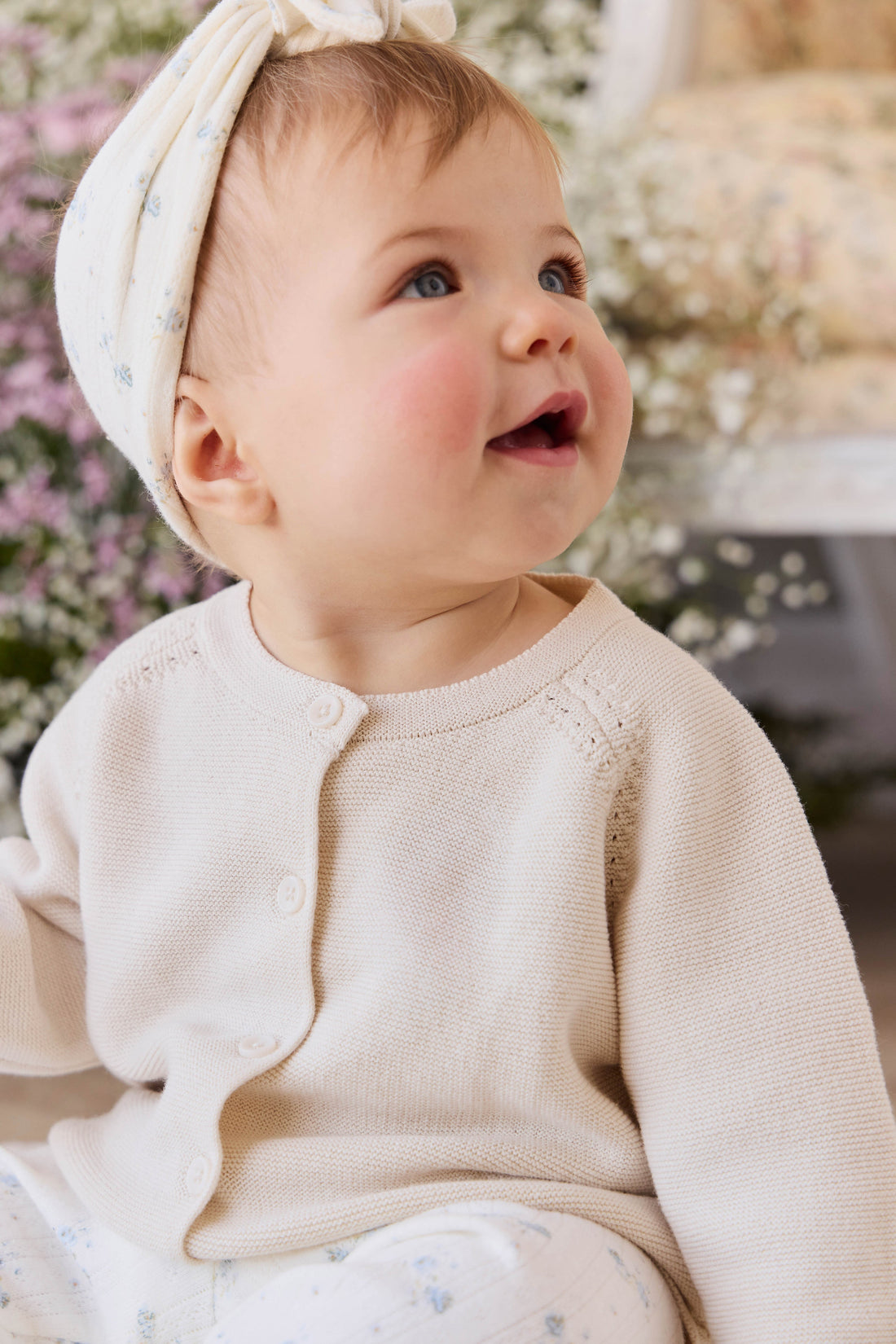 Delaney Knitted Cardigan - Vanilla Childrens Cardigan from Jamie Kay Australia