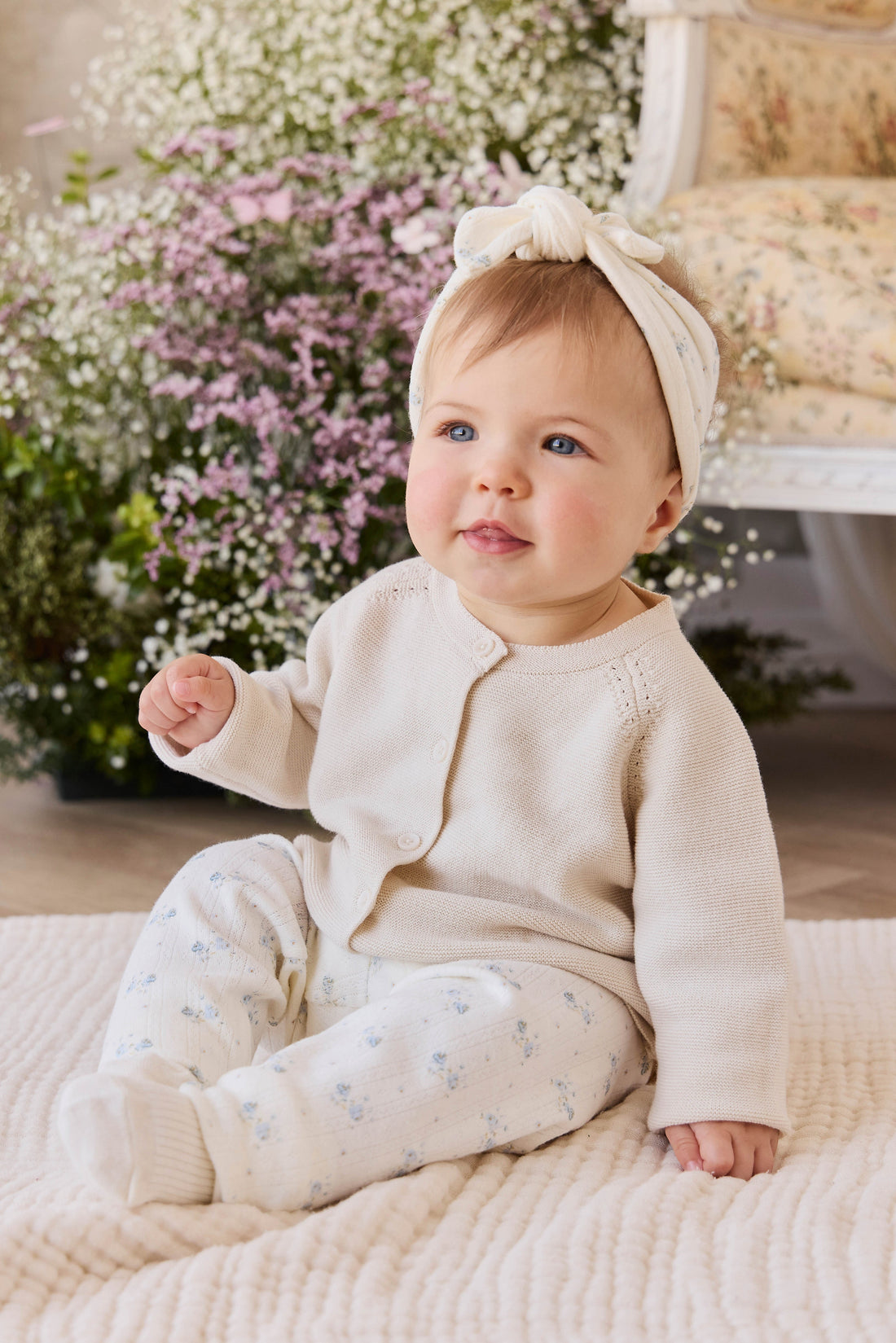 Organic Cotton Pointelle Everyday Legging - Molly Blue Childrens Legging from Jamie Kay Australia