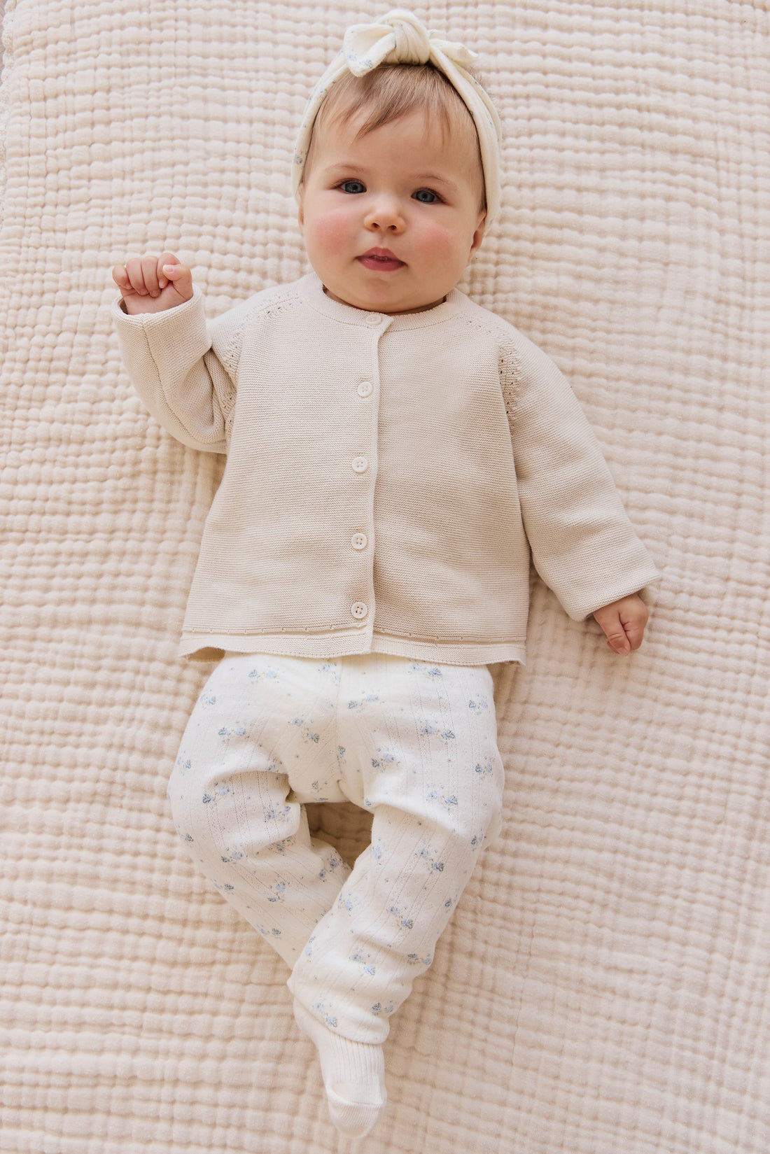 Organic Cotton Pointelle Everyday Legging - Molly Blue Childrens Legging from Jamie Kay Australia