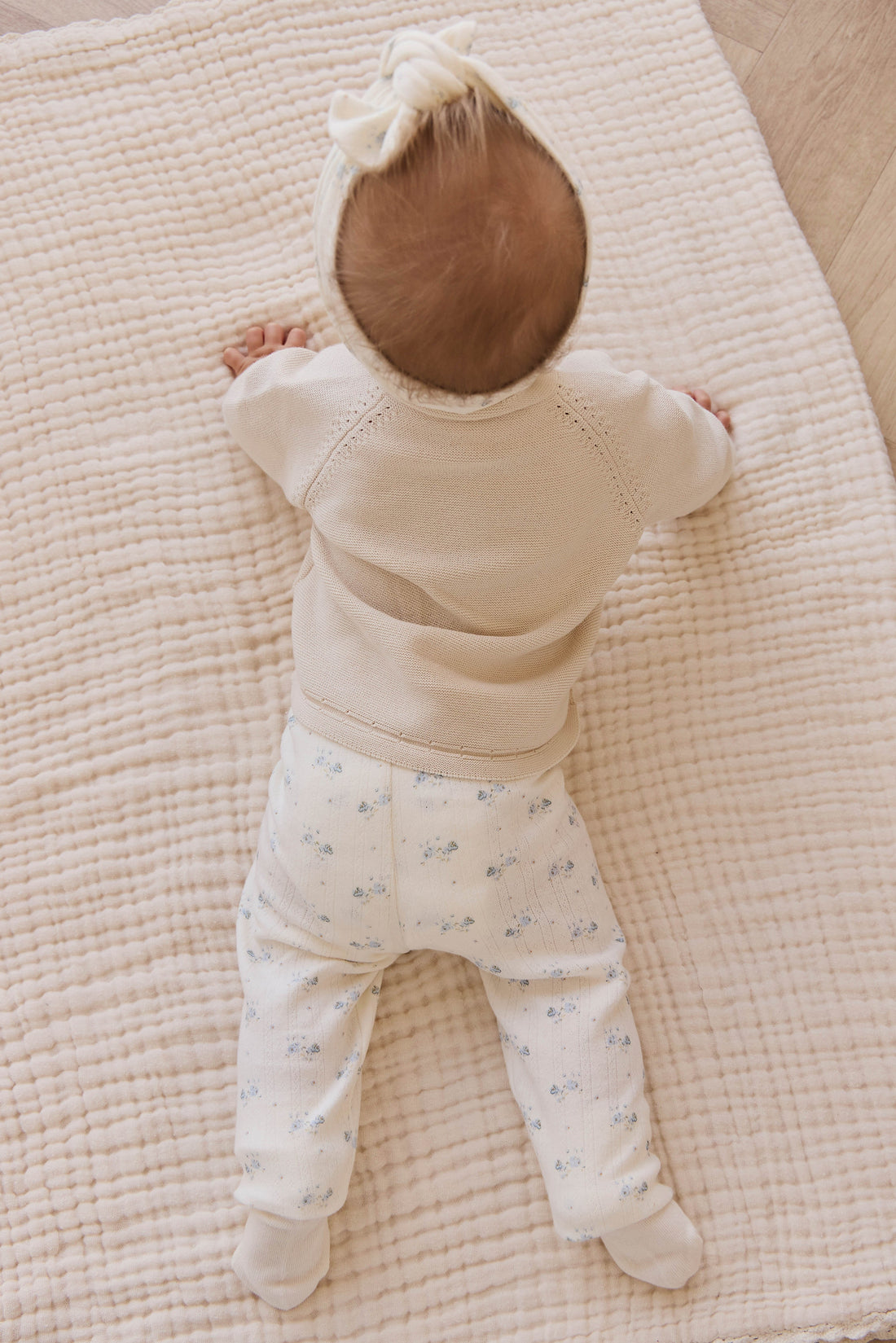 Organic Cotton Pointelle Everyday Legging - Molly Blue Childrens Legging from Jamie Kay Australia