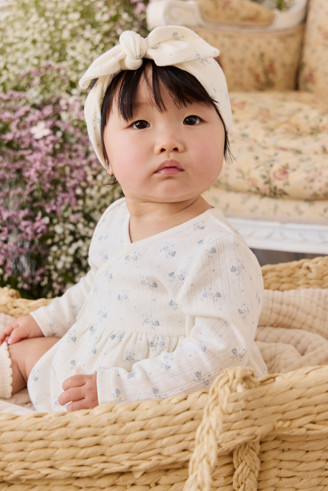 Organic Cotton Pointelle Clemence Wrap Top - Molly Blue Childrens Top from Jamie Kay Australia