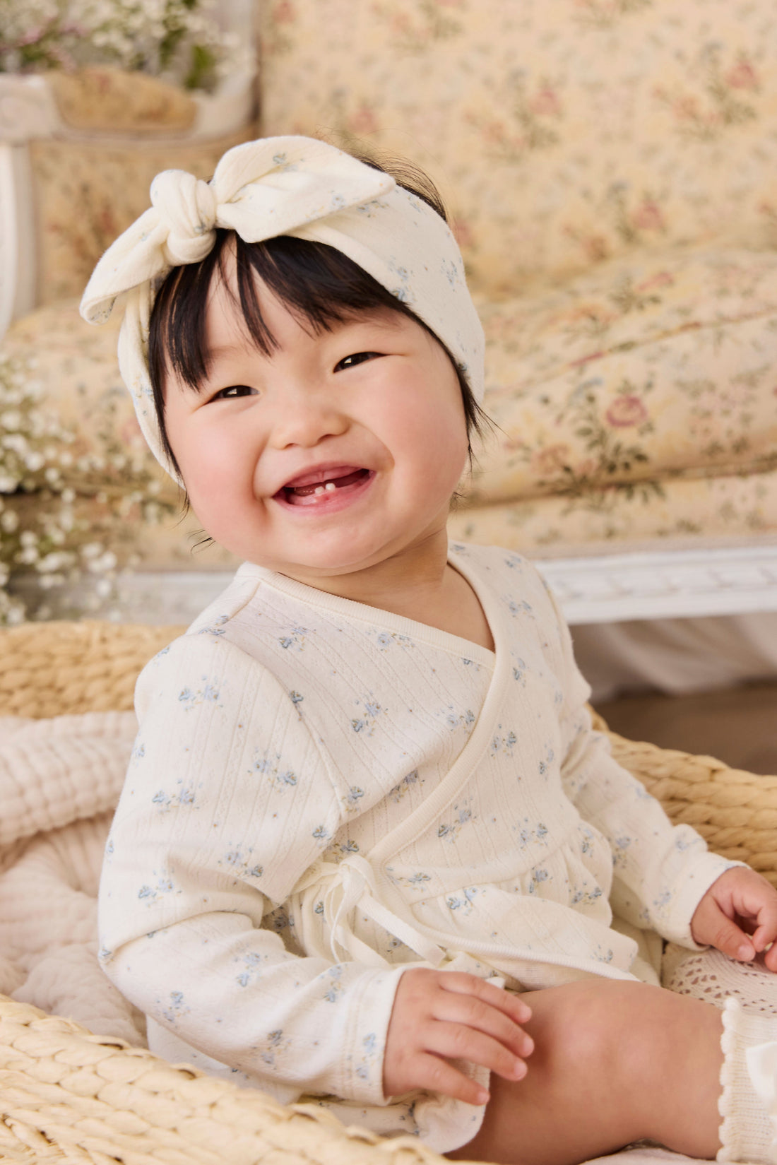 Organic Cotton Pointelle Clemence Wrap Top - Molly Blue Childrens Top from Jamie Kay Australia