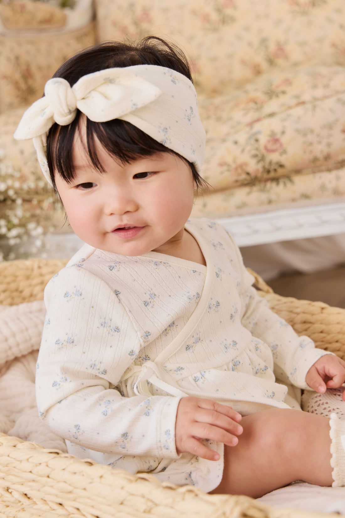 Organic Cotton Pointelle Clemence Wrap Top - Molly Blue Childrens Top from Jamie Kay Australia