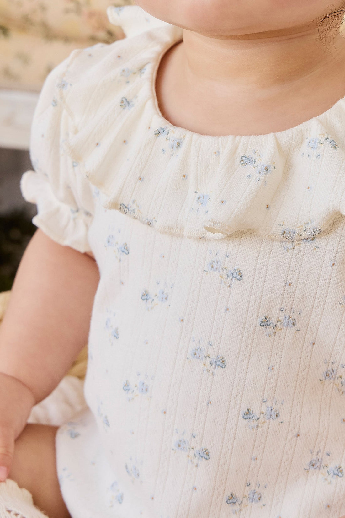 Organic Cotton Pointelle Marlene Bodysuit - Molly Blue Childrens Bodysuit from Jamie Kay Australia