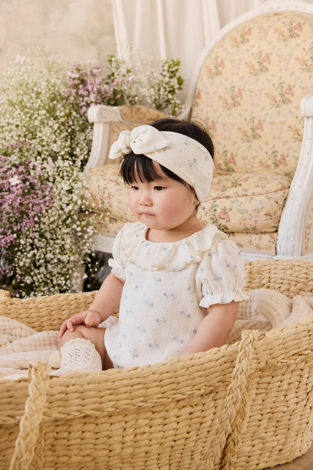 Organic Cotton Pointelle Marlene Bodysuit - Molly Blue Childrens Bodysuit from Jamie Kay Australia