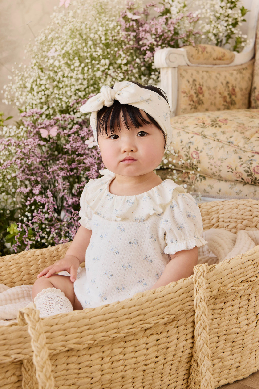 Organic Cotton Pointelle Marlene Bodysuit - Molly Blue Childrens Bodysuit from Jamie Kay Australia