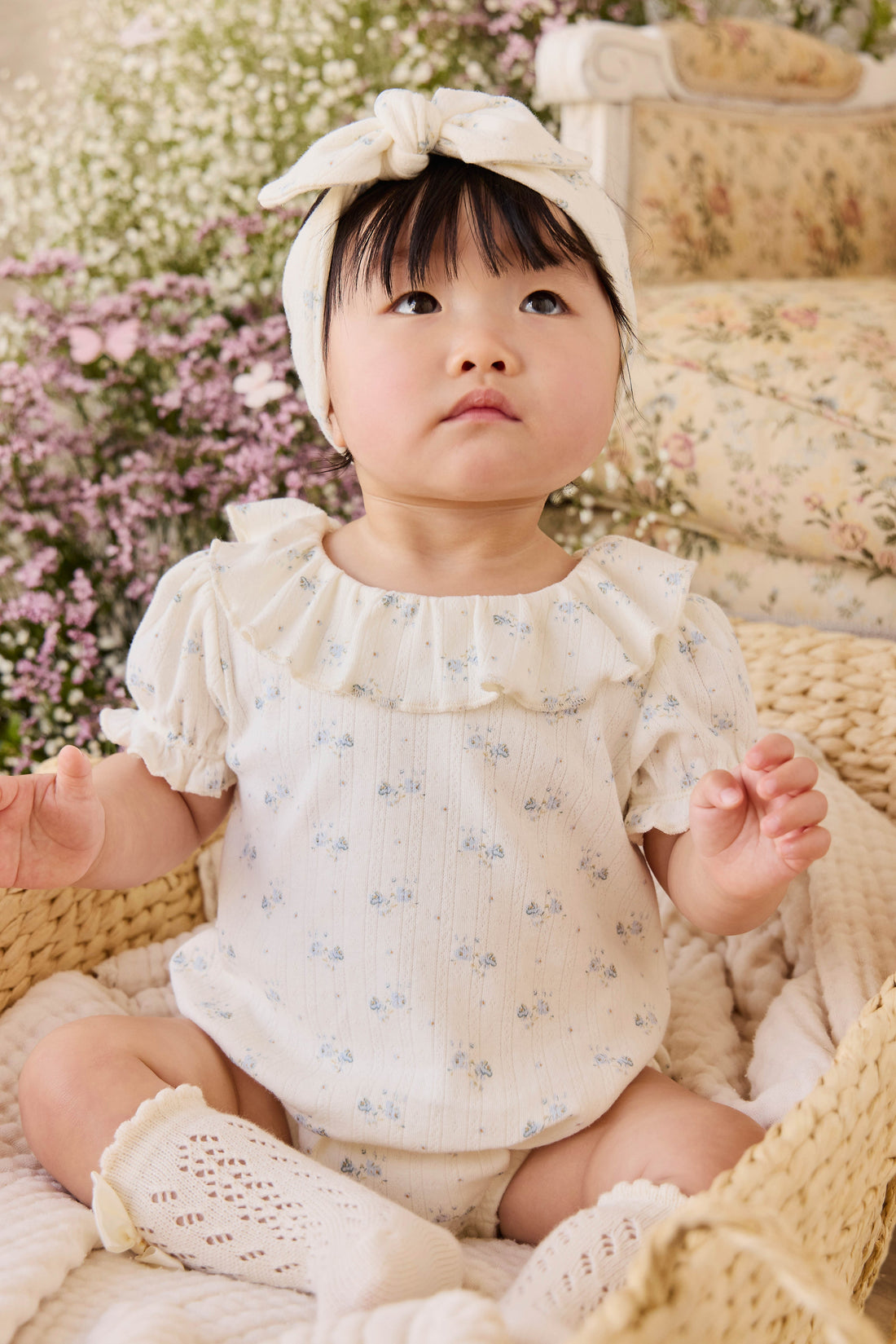 Organic Cotton Pointelle Marlene Bodysuit - Molly Blue Childrens Bodysuit from Jamie Kay Australia