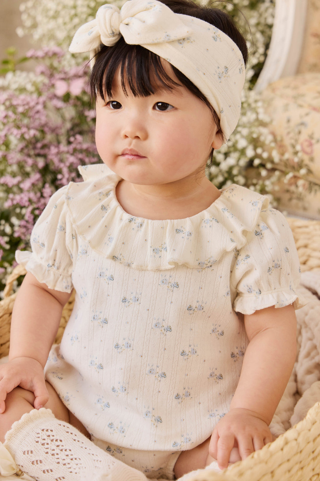 Organic Cotton Pointelle Marlene Bodysuit - Molly Blue Childrens Bodysuit from Jamie Kay Australia