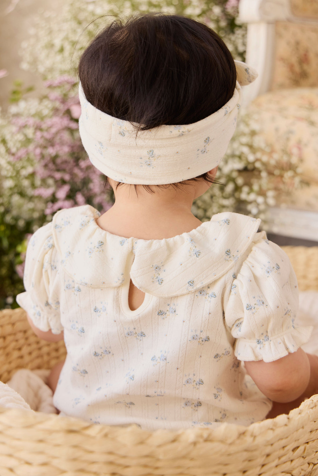 Organic Cotton Pointelle Marlene Bodysuit - Molly Blue Childrens Bodysuit from Jamie Kay Australia