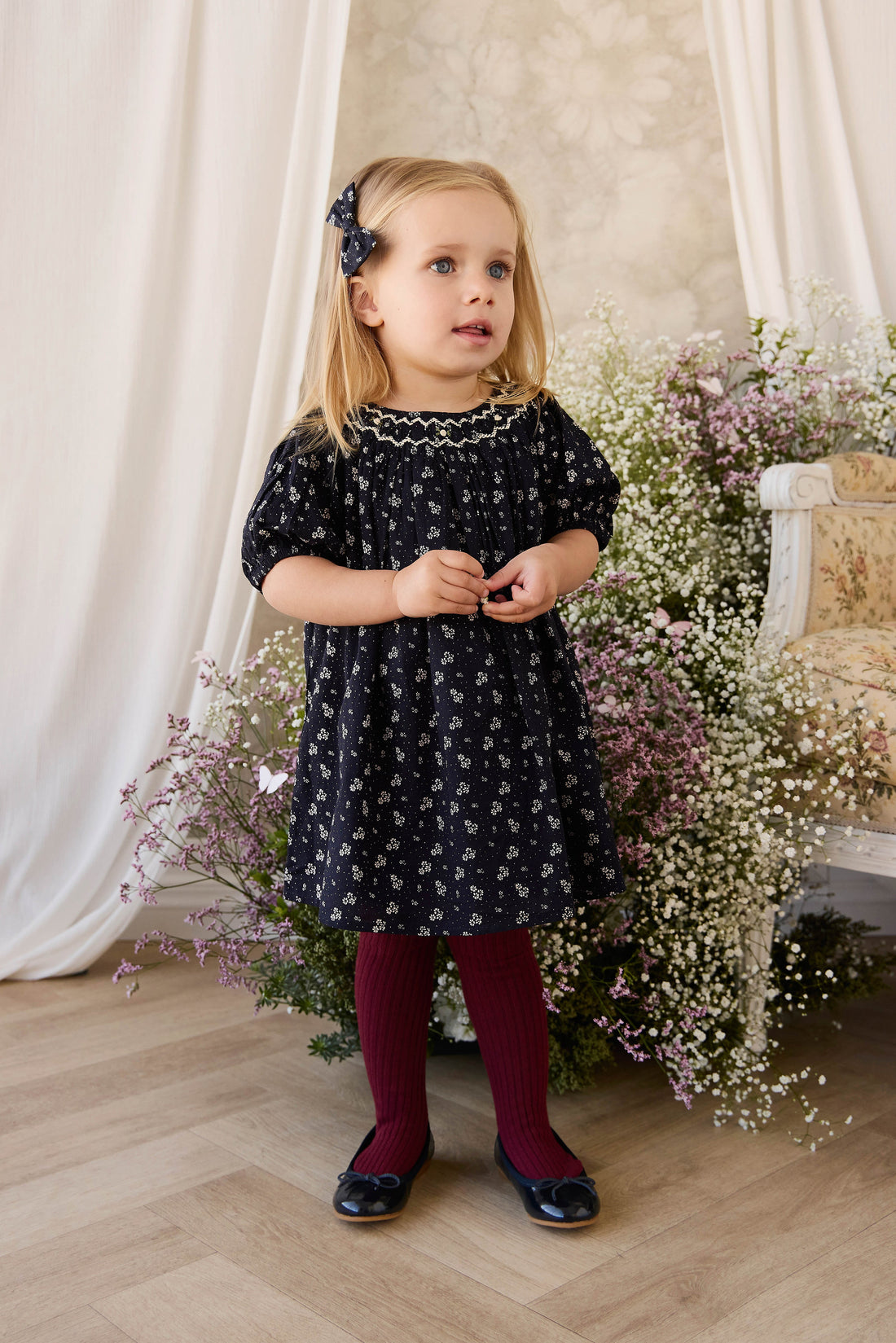 Organic Cotton Dominique Dress - Maisie Navy Childrens Dress from Jamie Kay Australia