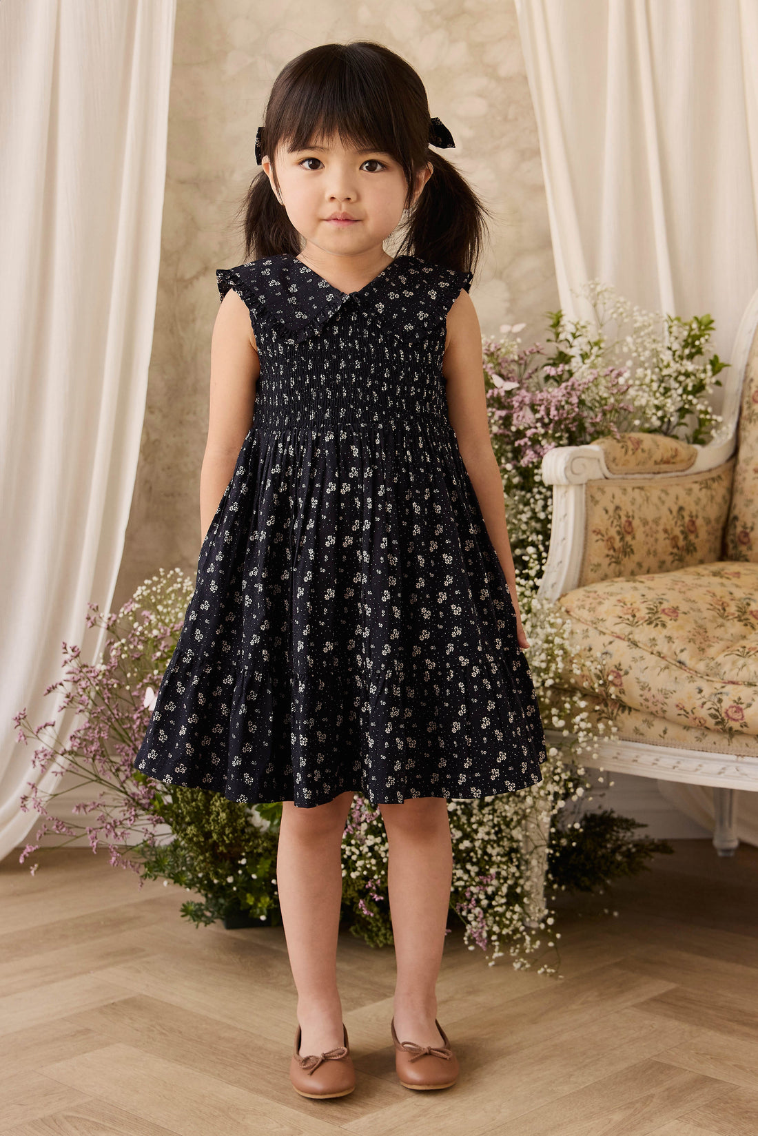 Organic Cotton Christabel Dress - Maisie Navy Childrens Dress from Jamie Kay Australia