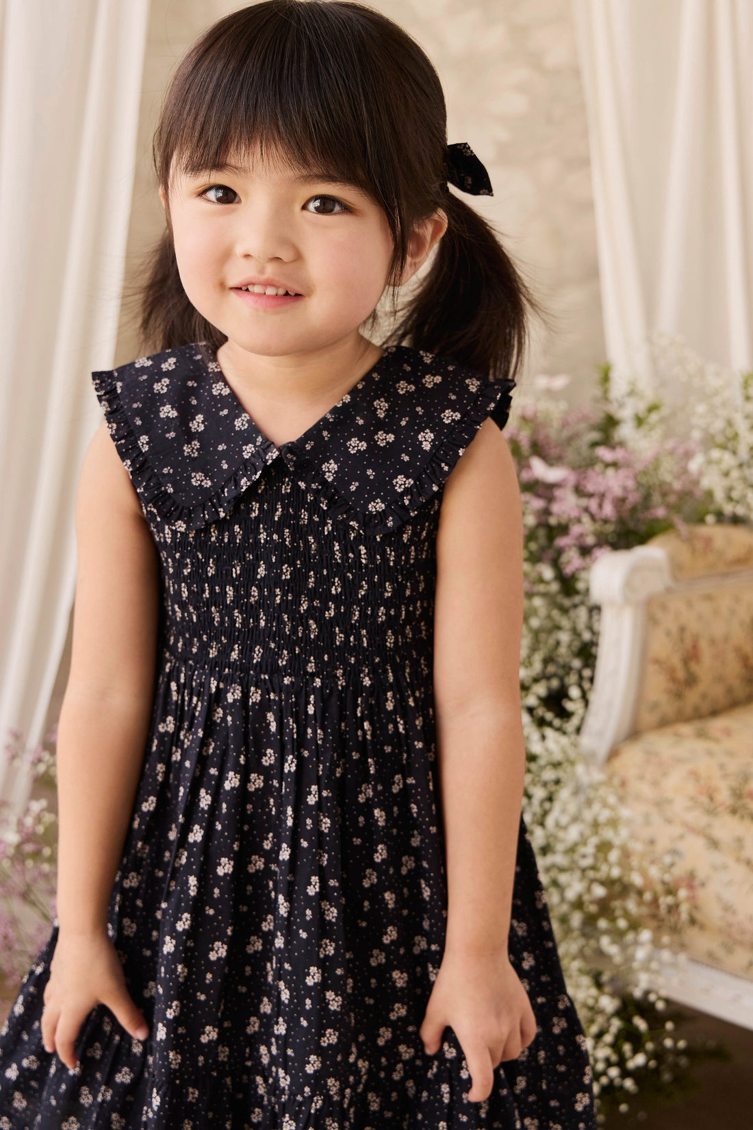 Organic Cotton Christabel Dress - Maisie Navy Childrens Dress from Jamie Kay Australia