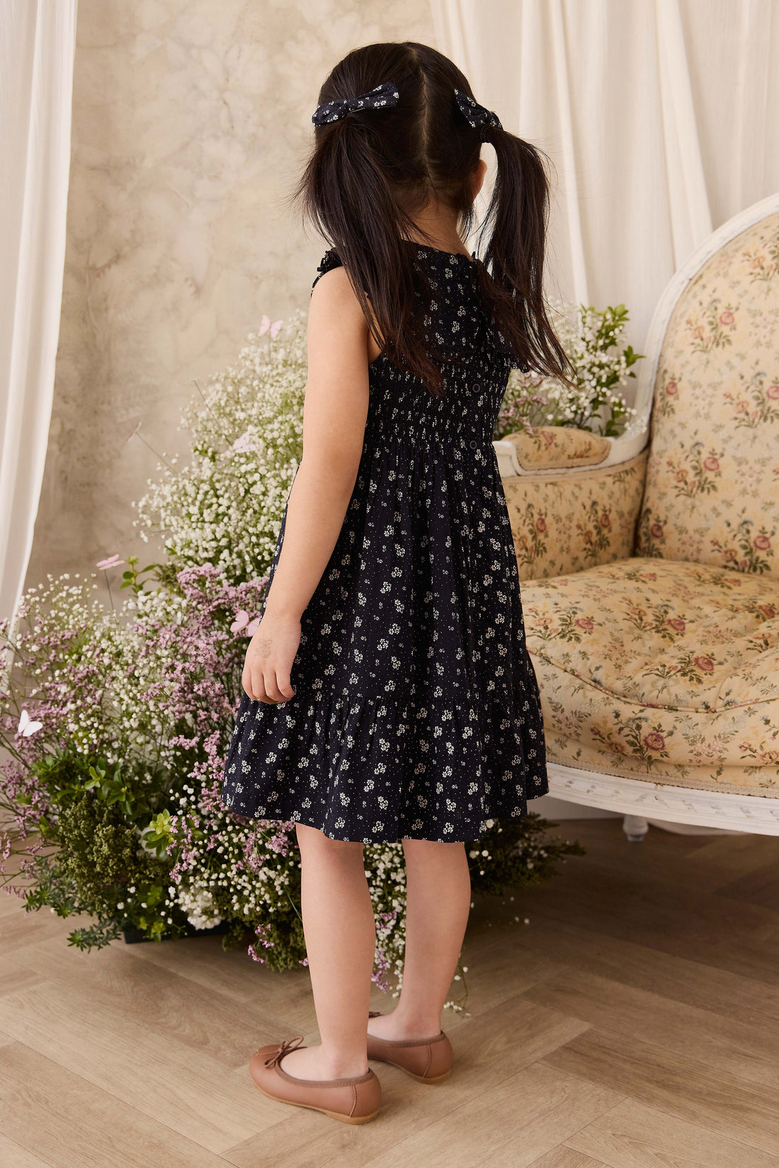 Organic Cotton Christabel Dress - Maisie Navy Childrens Dress from Jamie Kay Australia