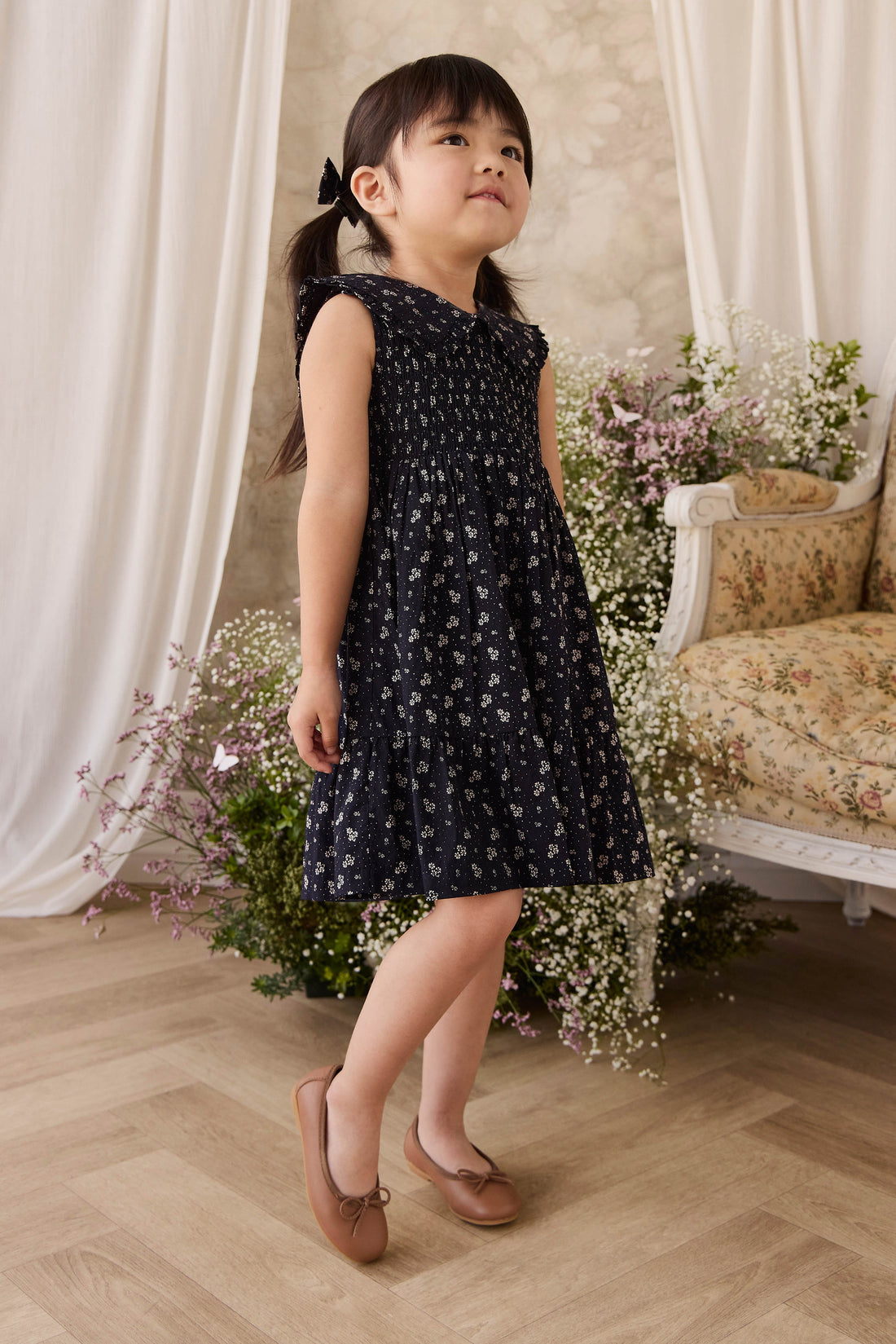 Organic Cotton Christabel Dress - Maisie Navy Childrens Dress from Jamie Kay Australia