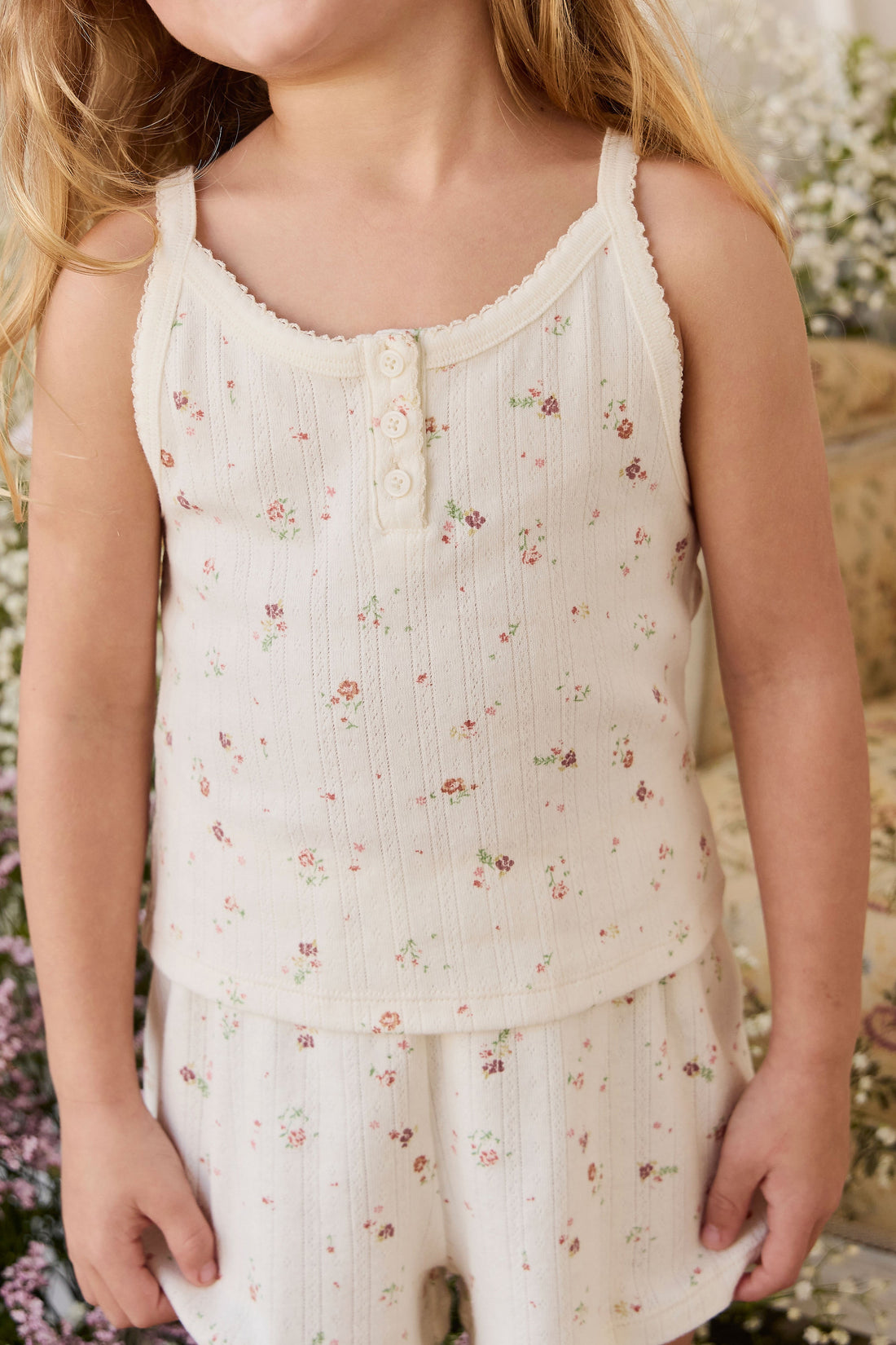 Organic Cotton Pointelle Anais Short - Eloise Egret Childrens Shorts from Jamie Kay Australia