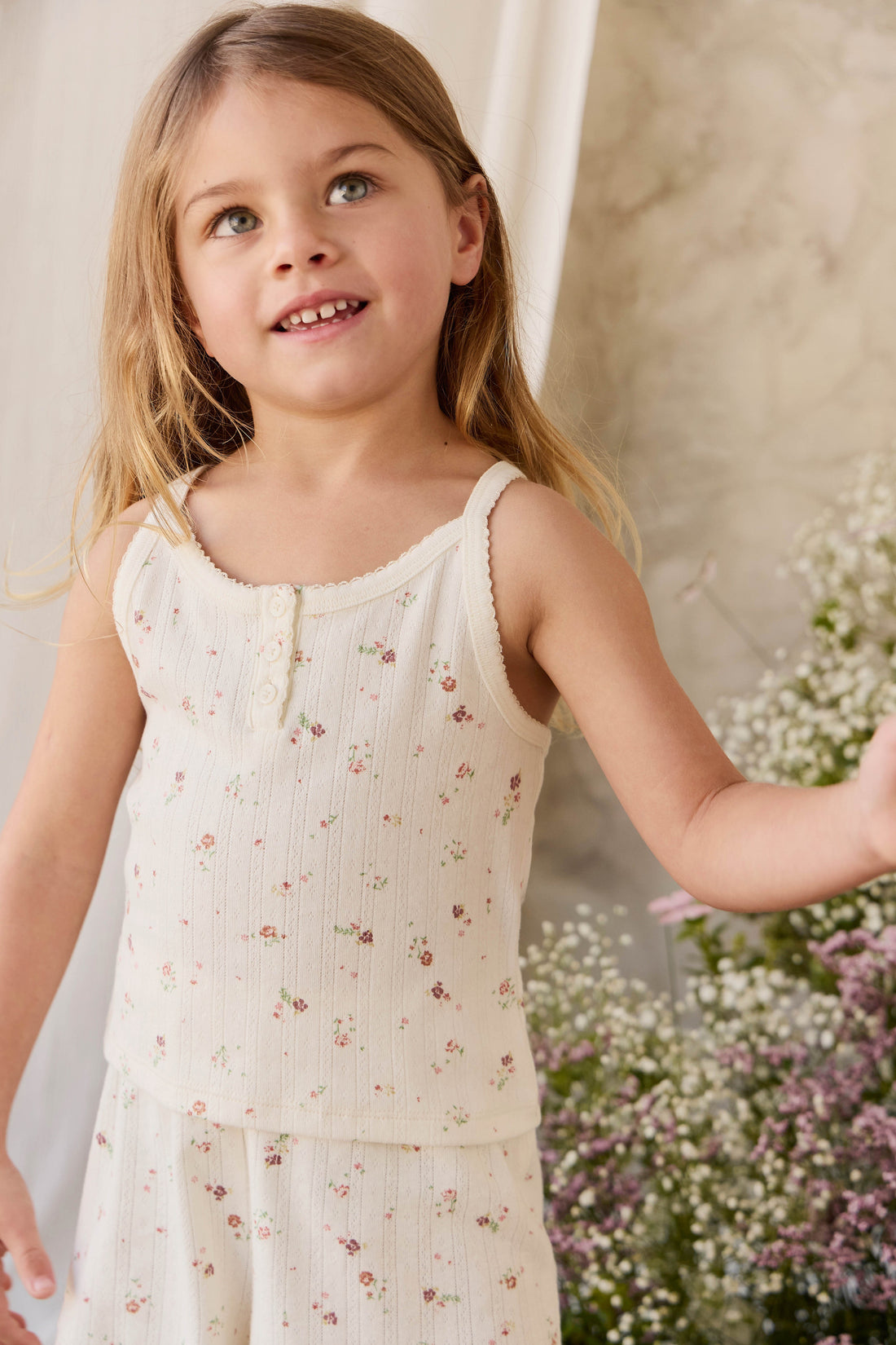 Organic Cotton Pointelle Anais Short - Eloise Egret Childrens Shorts from Jamie Kay Australia