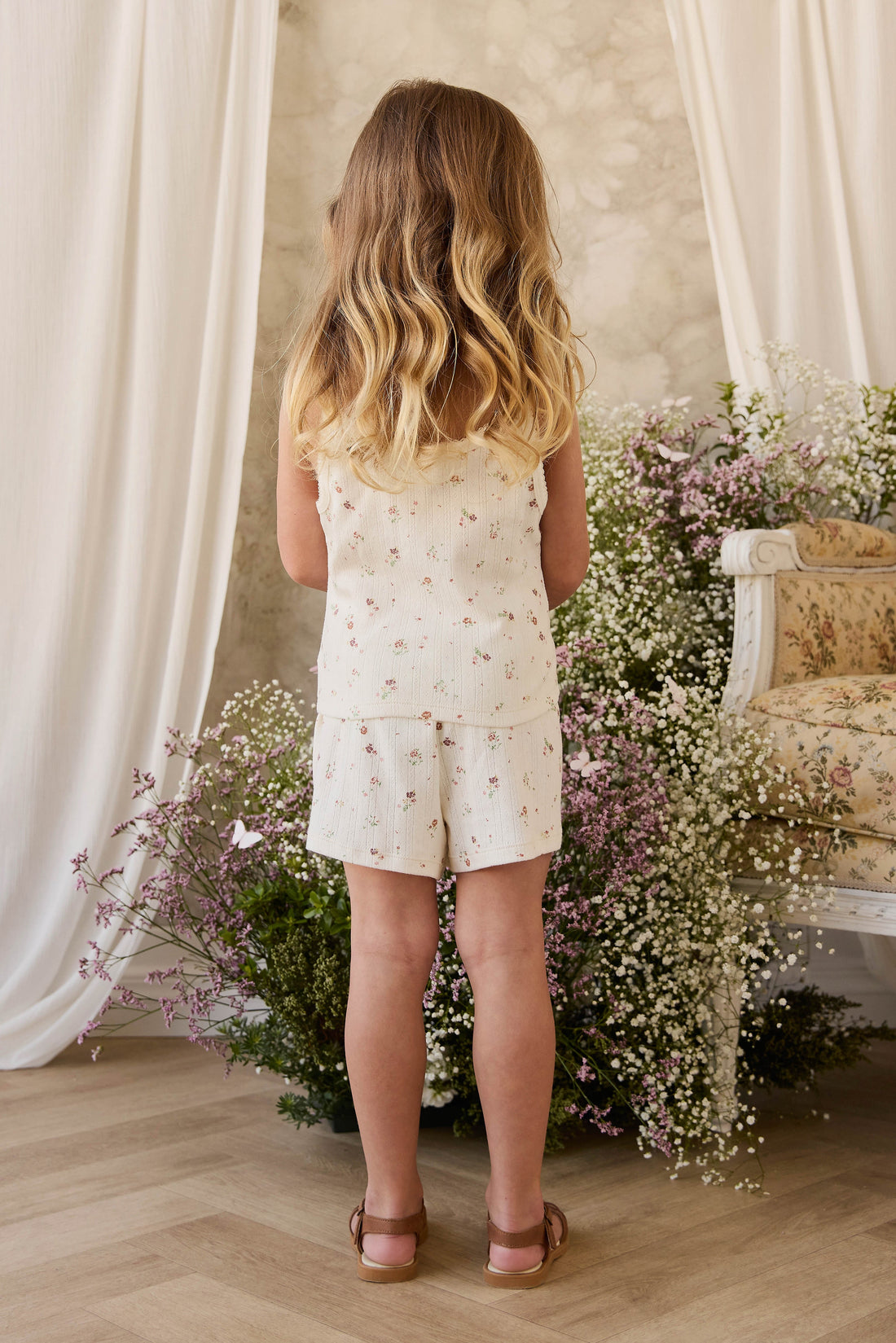 Organic Cotton Pointelle Anais Singlet - Eloise Egret Childrens Singlet from Jamie Kay Australia