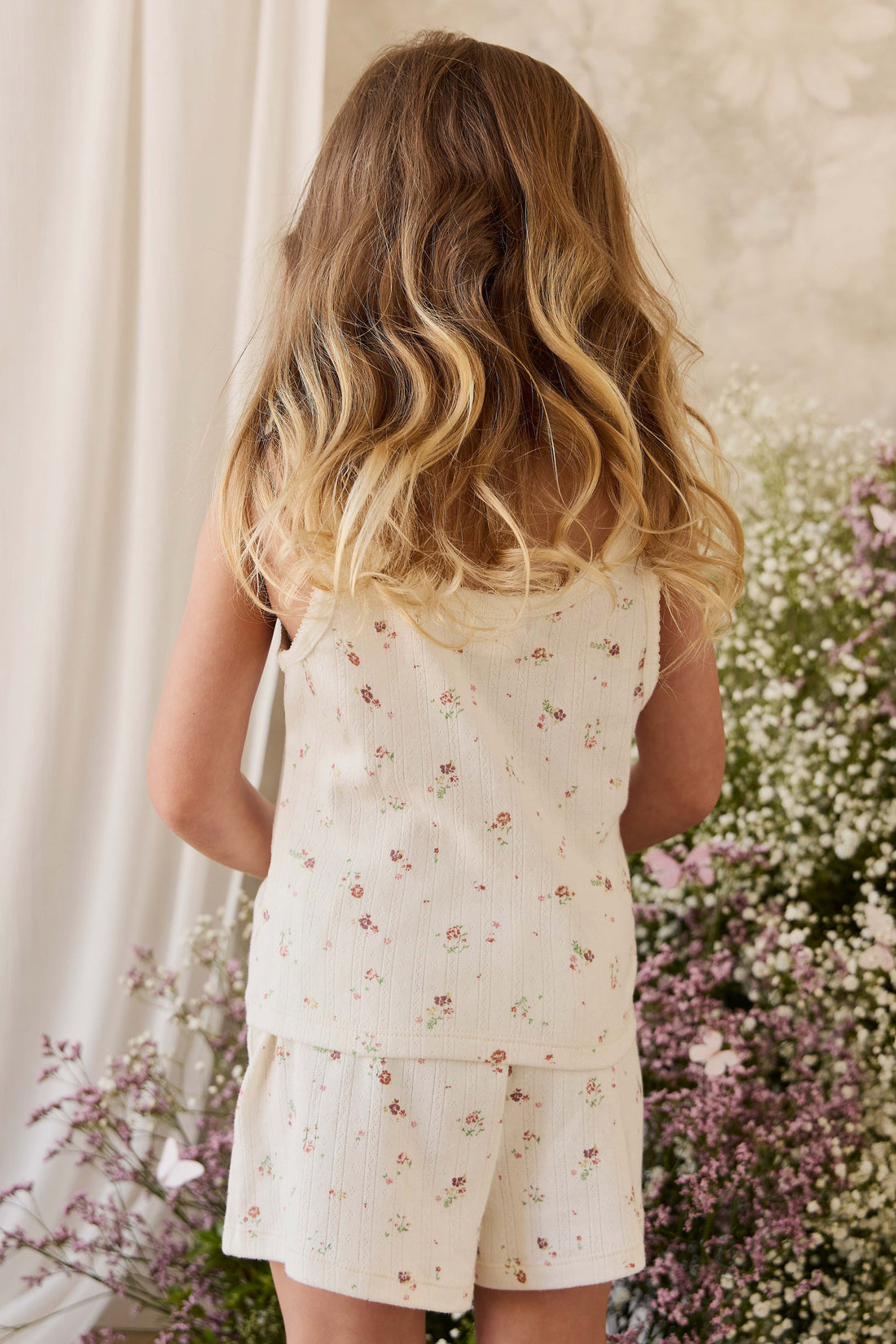 Organic Cotton Pointelle Anais Singlet - Eloise Egret Childrens Singlet from Jamie Kay Australia