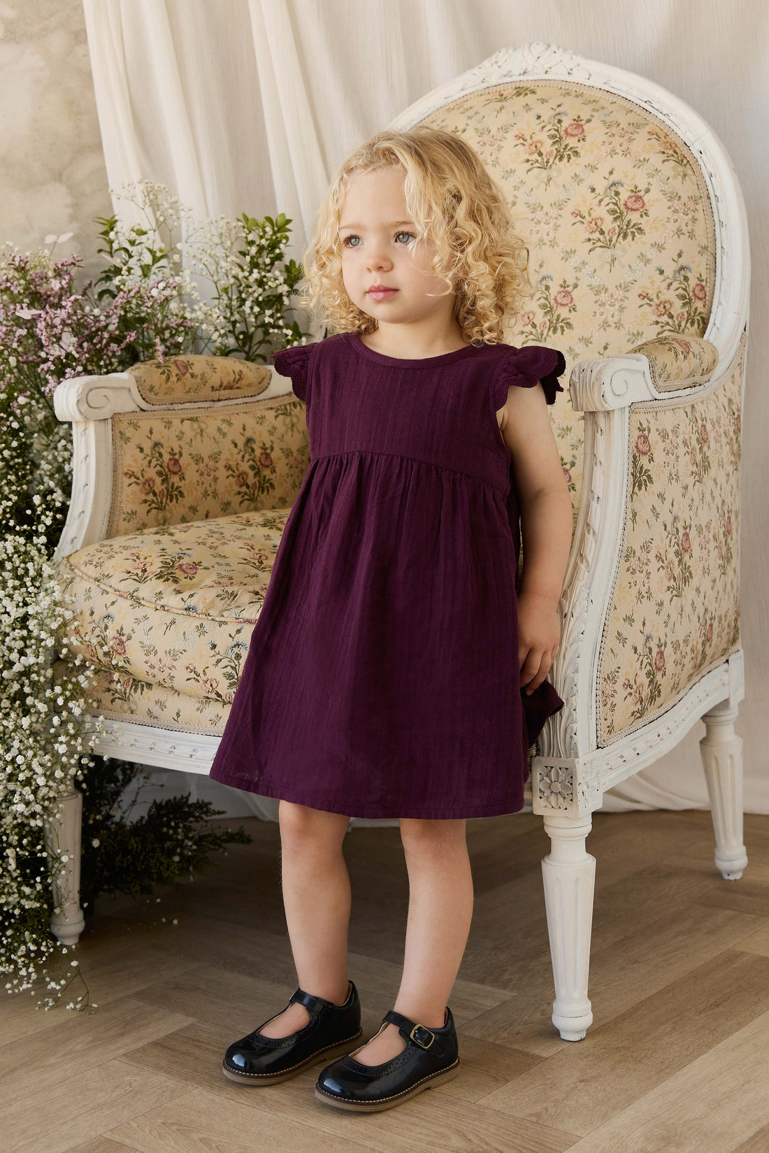 Organic Cotton Muslin Lace Dress - Fig Childrens Dress from Jamie Kay Australia