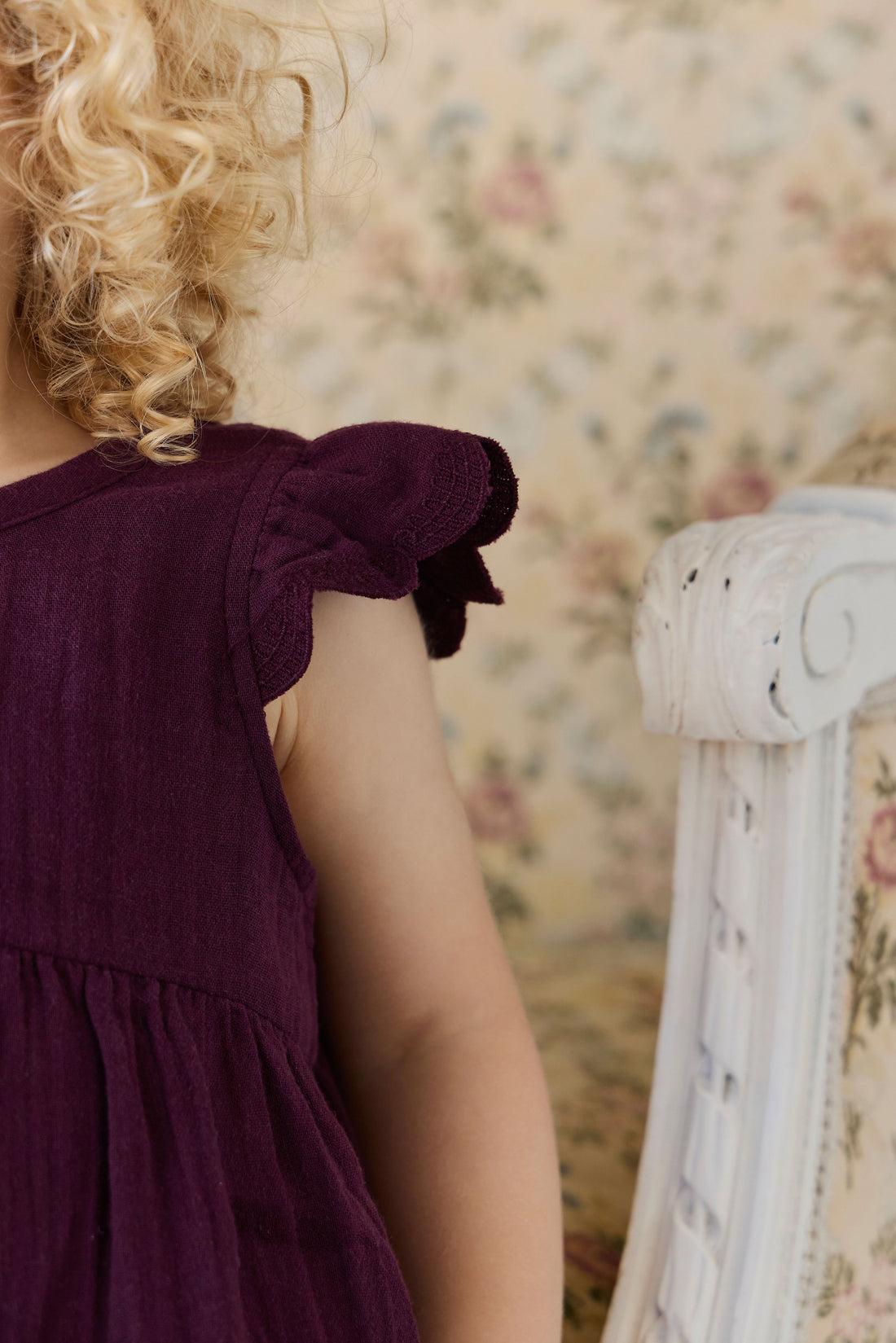 Organic Cotton Muslin Lace Dress - Fig Childrens Dress from Jamie Kay Australia