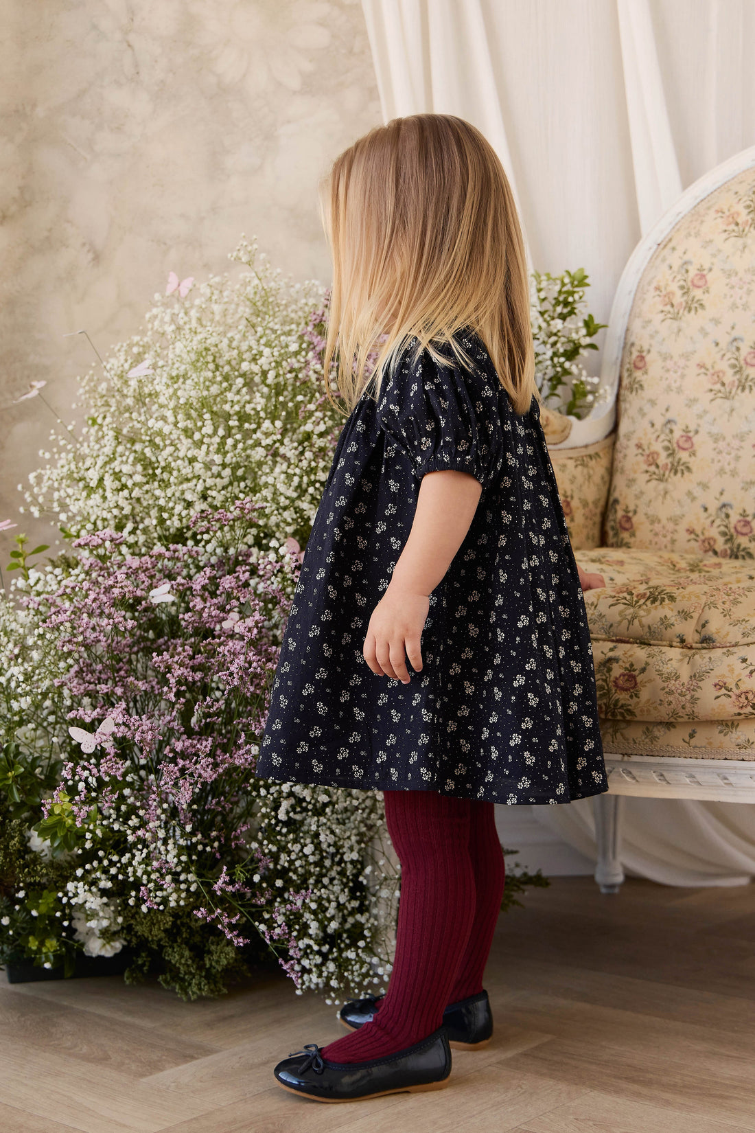 Organic Cotton Dominique Dress - Maisie Navy Childrens Dress from Jamie Kay Australia