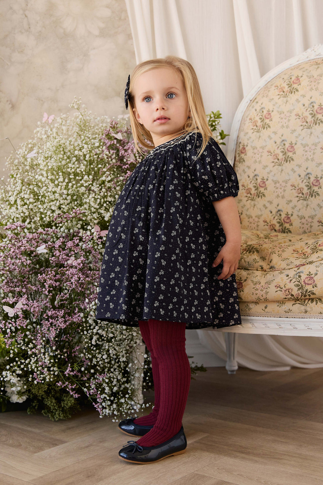 Organic Cotton Dominique Dress - Maisie Navy Childrens Dress from Jamie Kay Australia